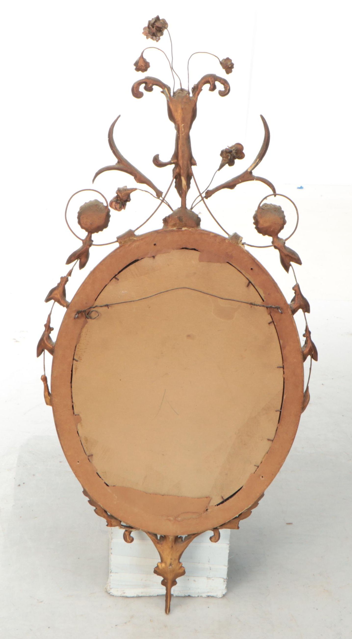 Adams Style Giltwood and Molded Plaster Oval Wall Mirror, 19th Century