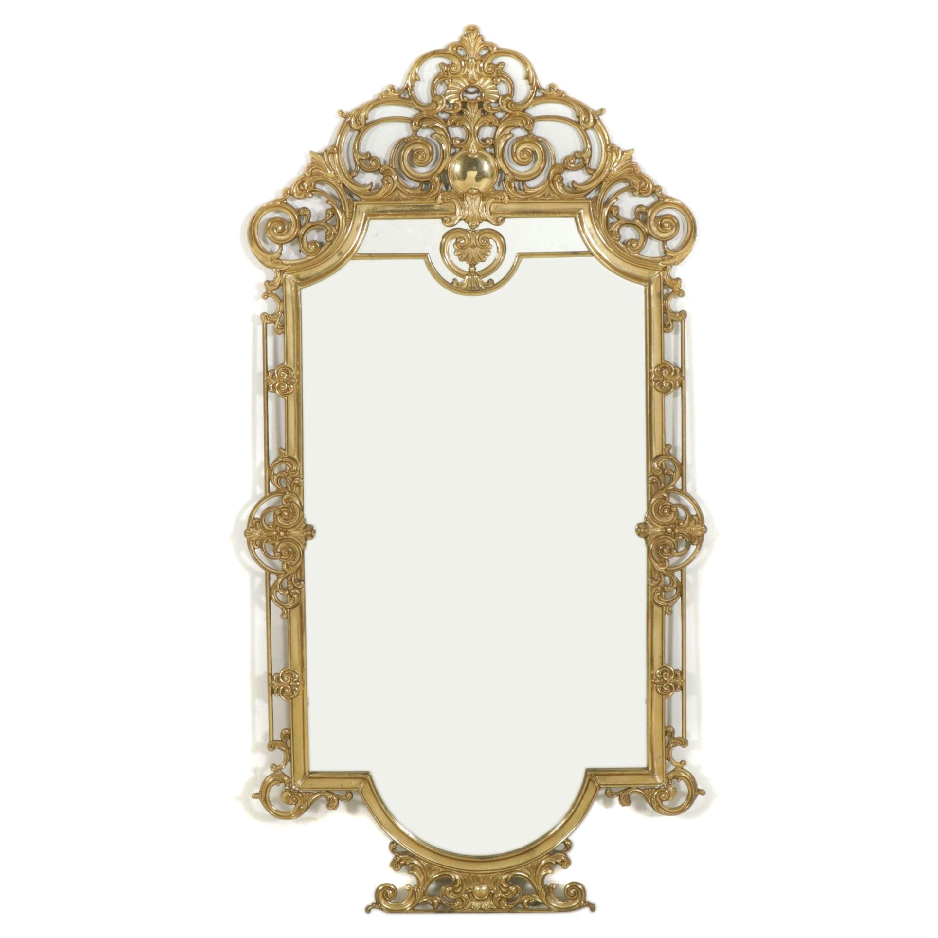 Louis XV Style Brass Framed Wall Mirror, Early to Mid-20th Century