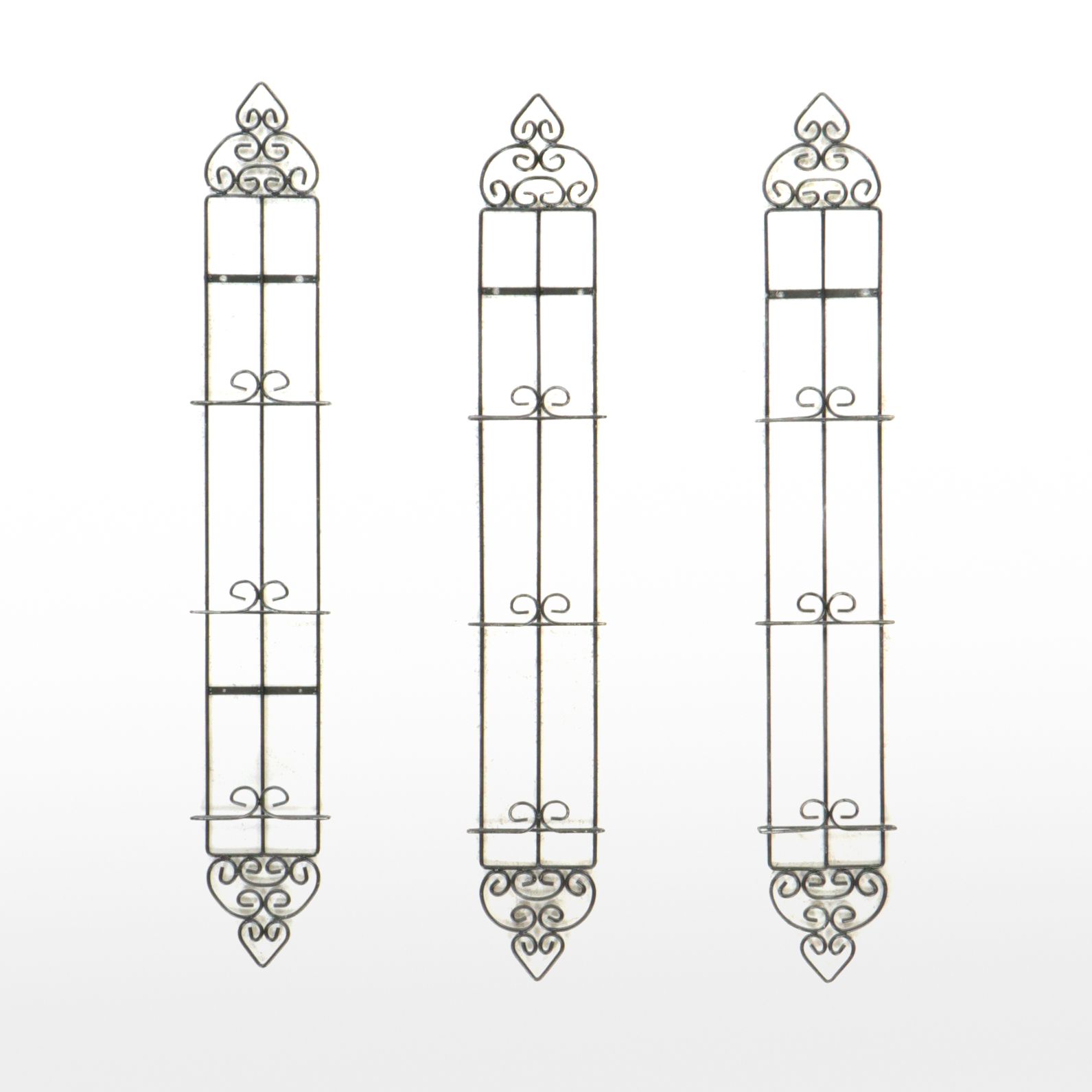 Three Wrought Iron Plate Display Racks