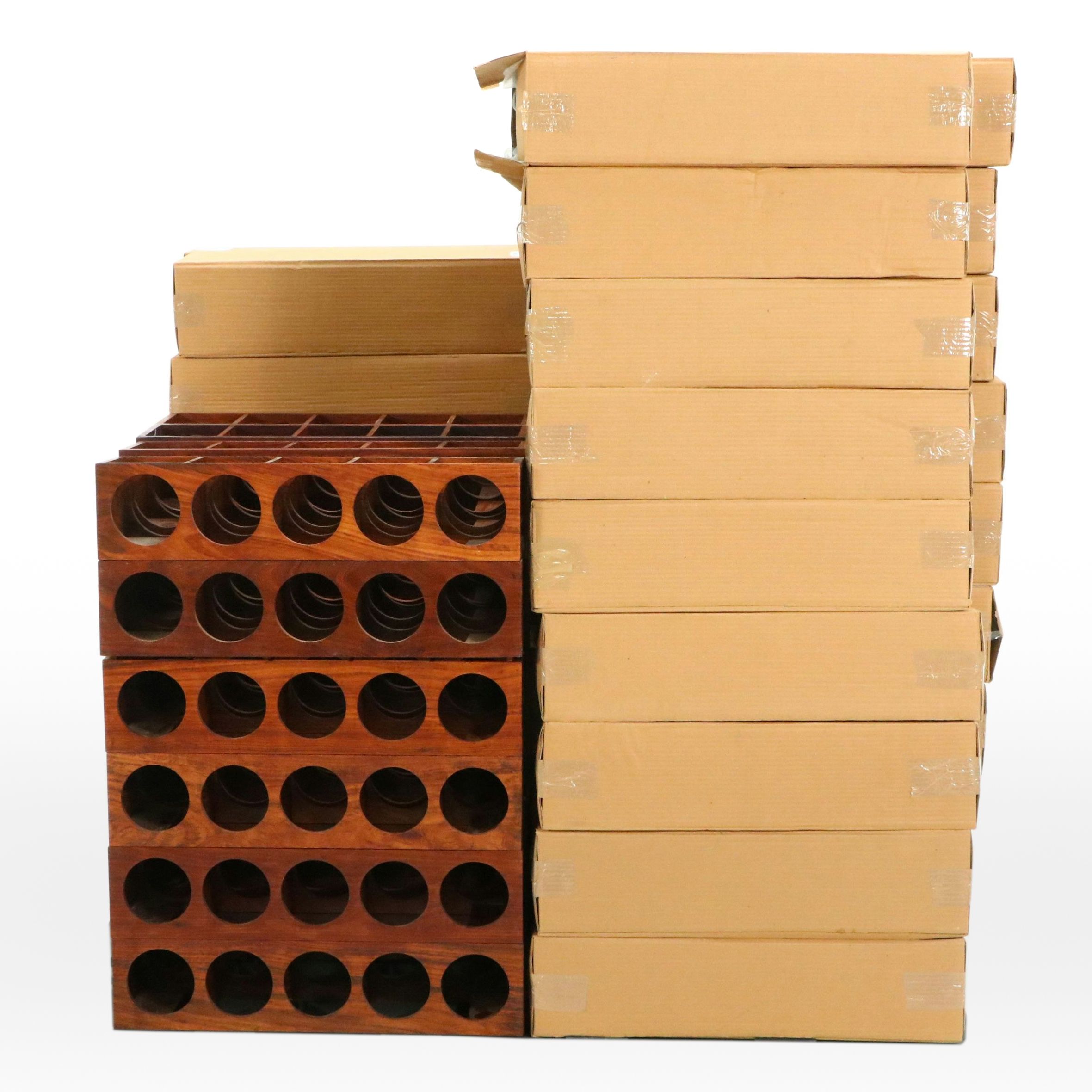 Crate & Barrel Sheesham Wood Stacking or Wall Mount Wine Racks, Large Group