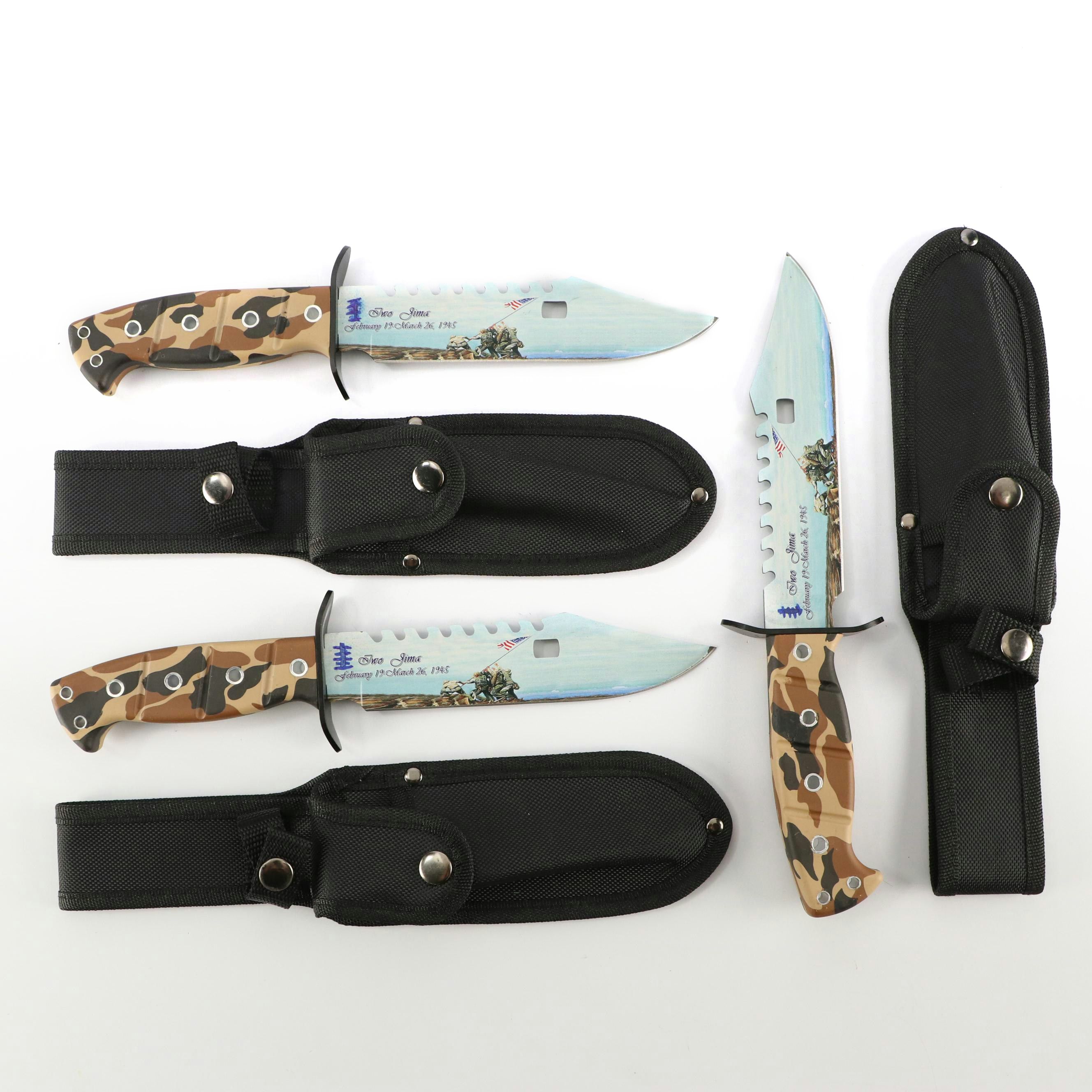 Frost Cutlery Iwo Jima Commemorative Fixed Blade Knives in Scabbards