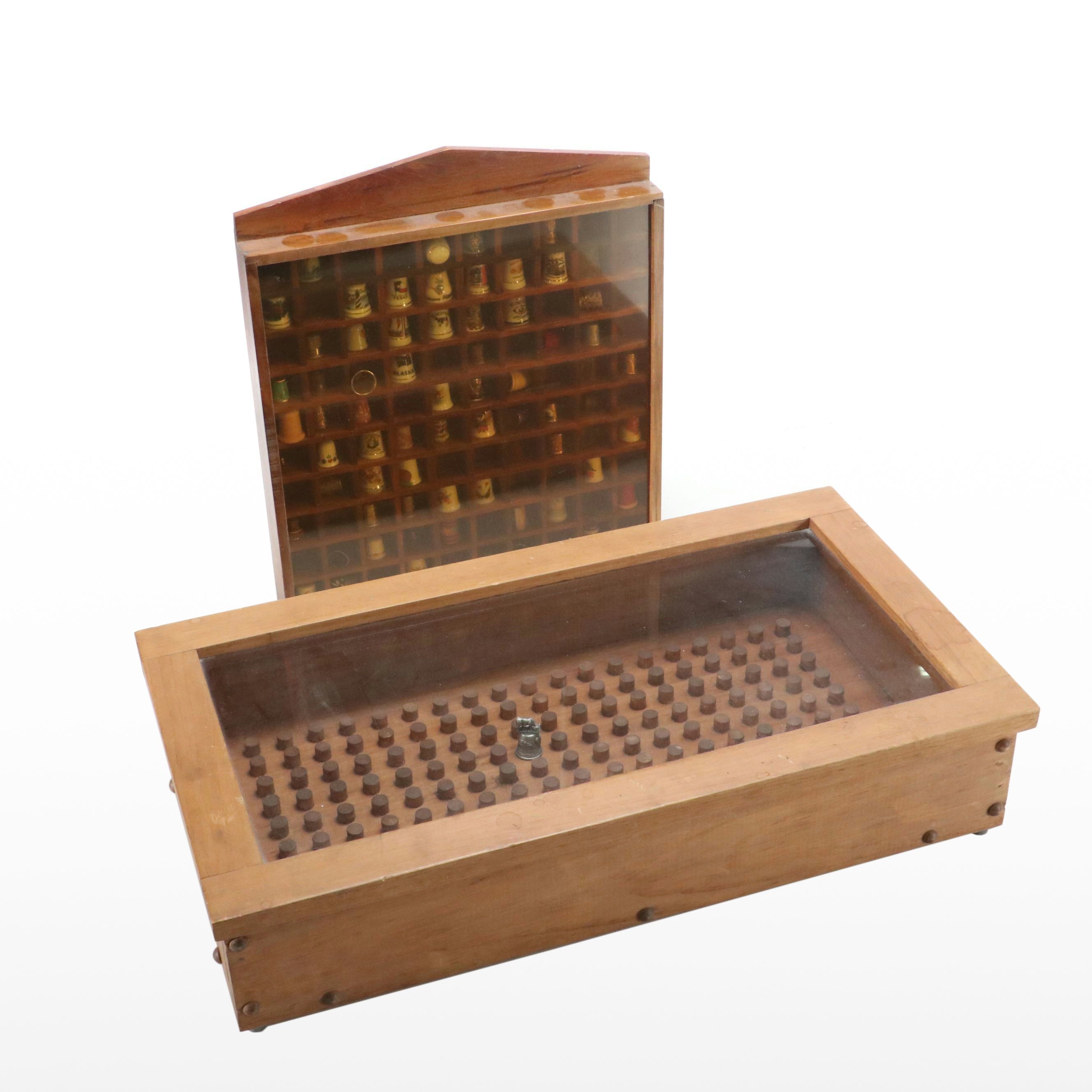 Thimble Collection Including Texas, Mexico, London and More in Display