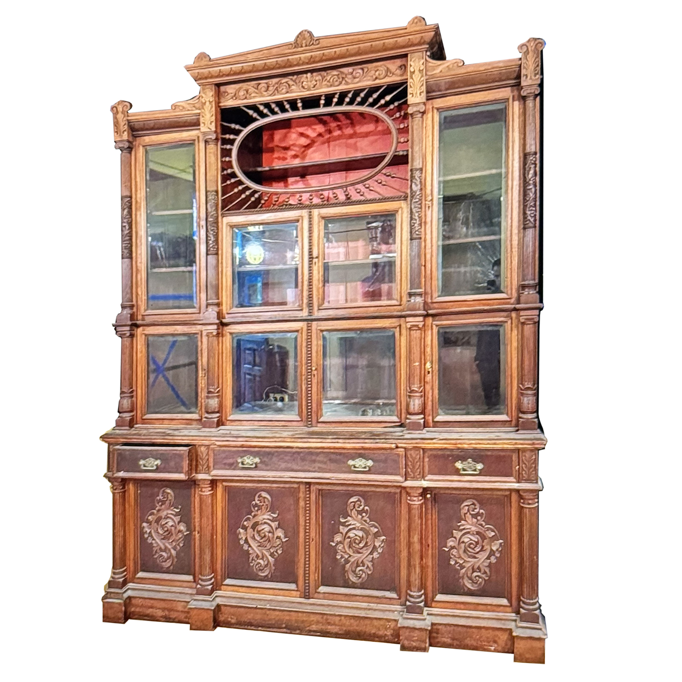 Victorian Aesthetic Movement Style Carved Wood Cabinet, Late 19th Century