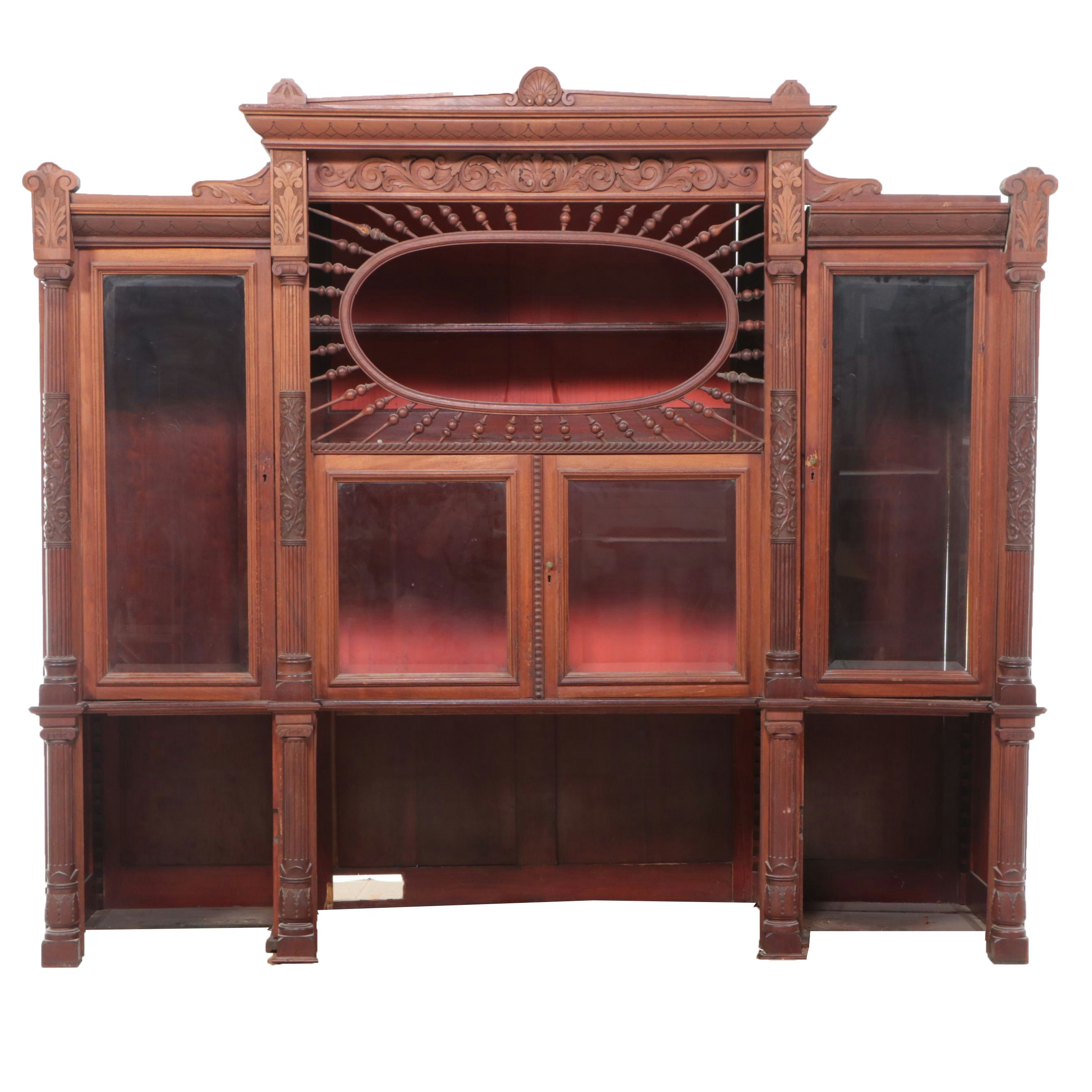 Victorian Aesthetic Movement Style Carved Wood Cabinet, Late 19th Century