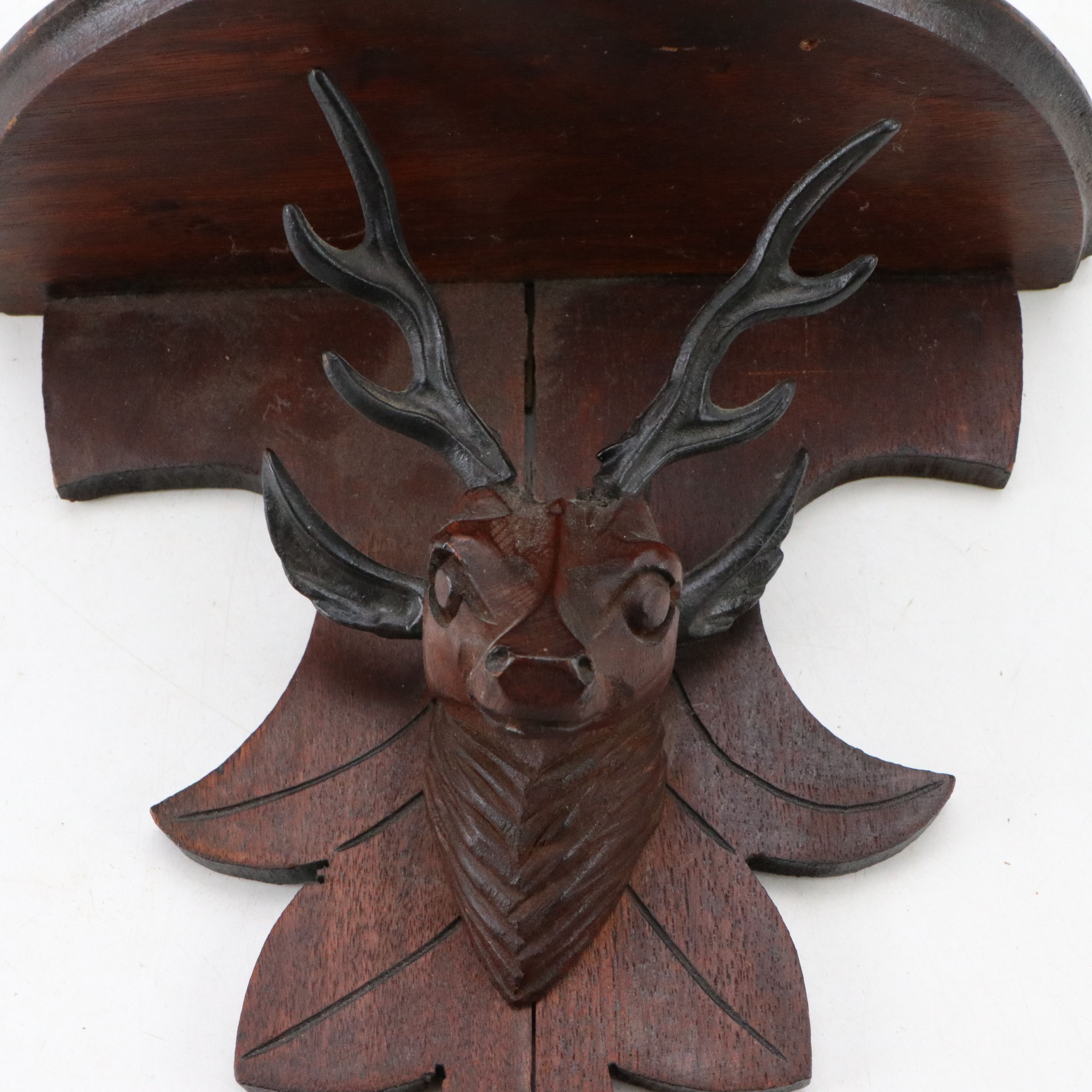 Black Forest Style Carved Wood Stag Shelf, Early to Mid-20th Century