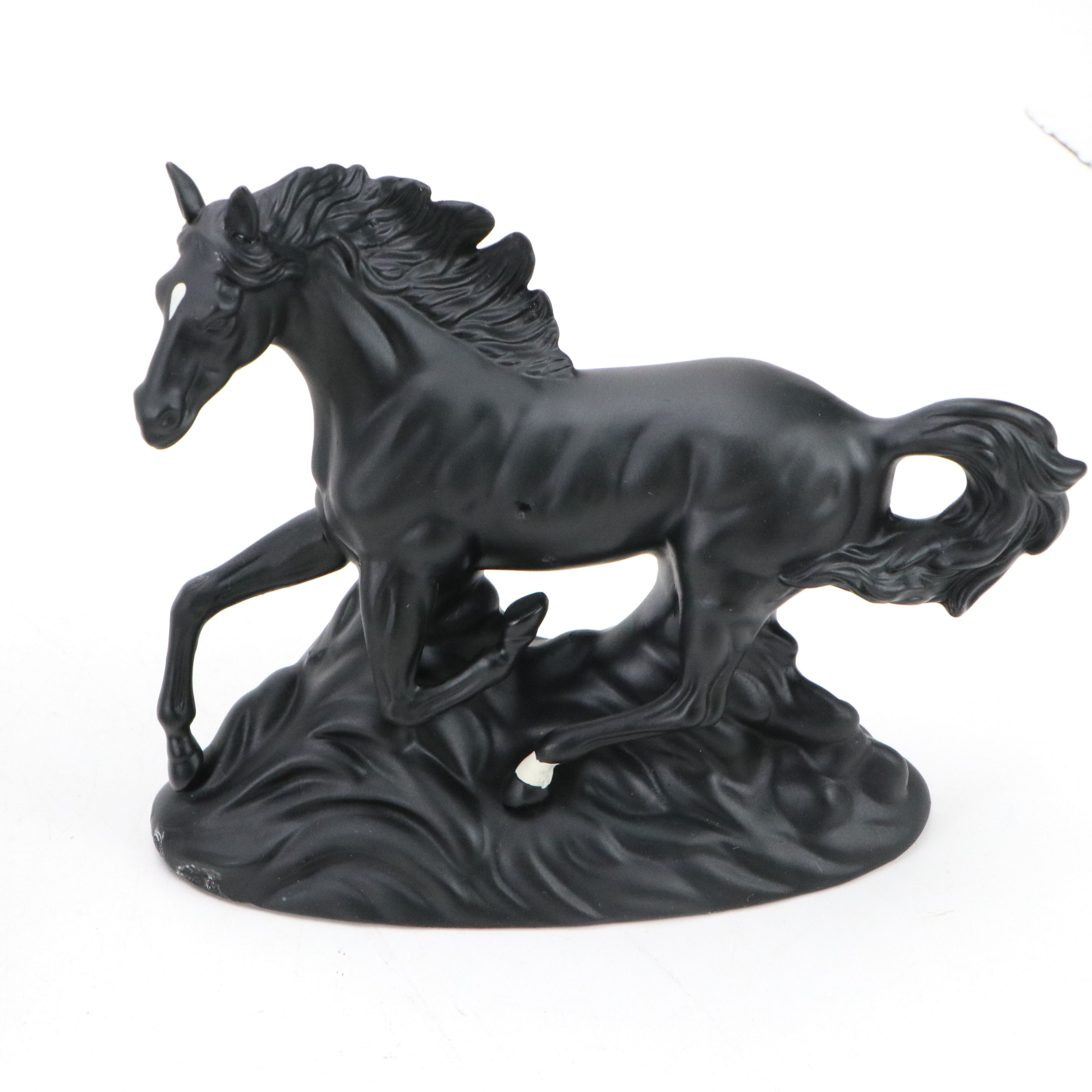 Cast Metal Carnival Horse Statue and Other Horse Sculptures, 20th Century