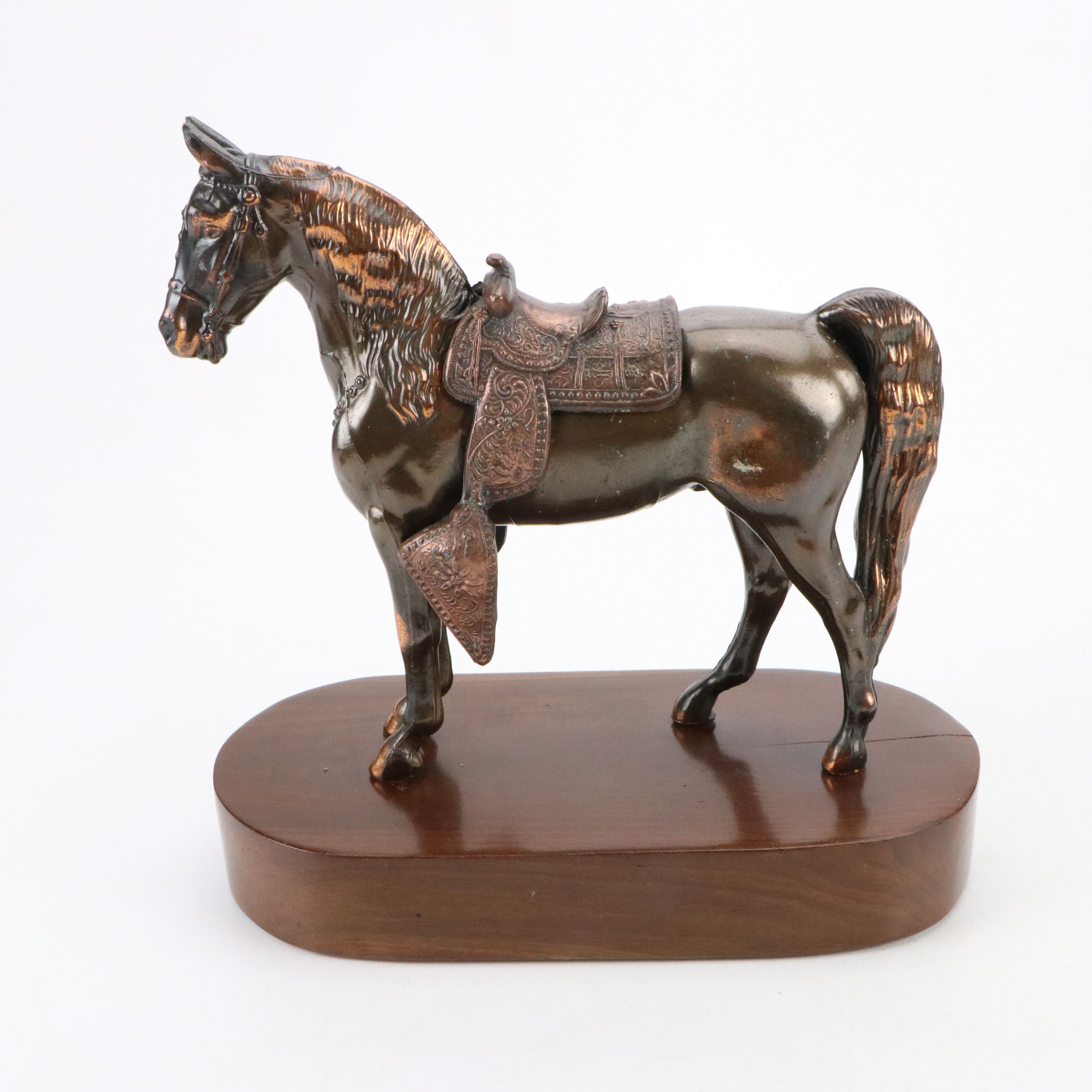 Cast Metal Carnival Horse Statue and Other Horse Sculptures, 20th Century