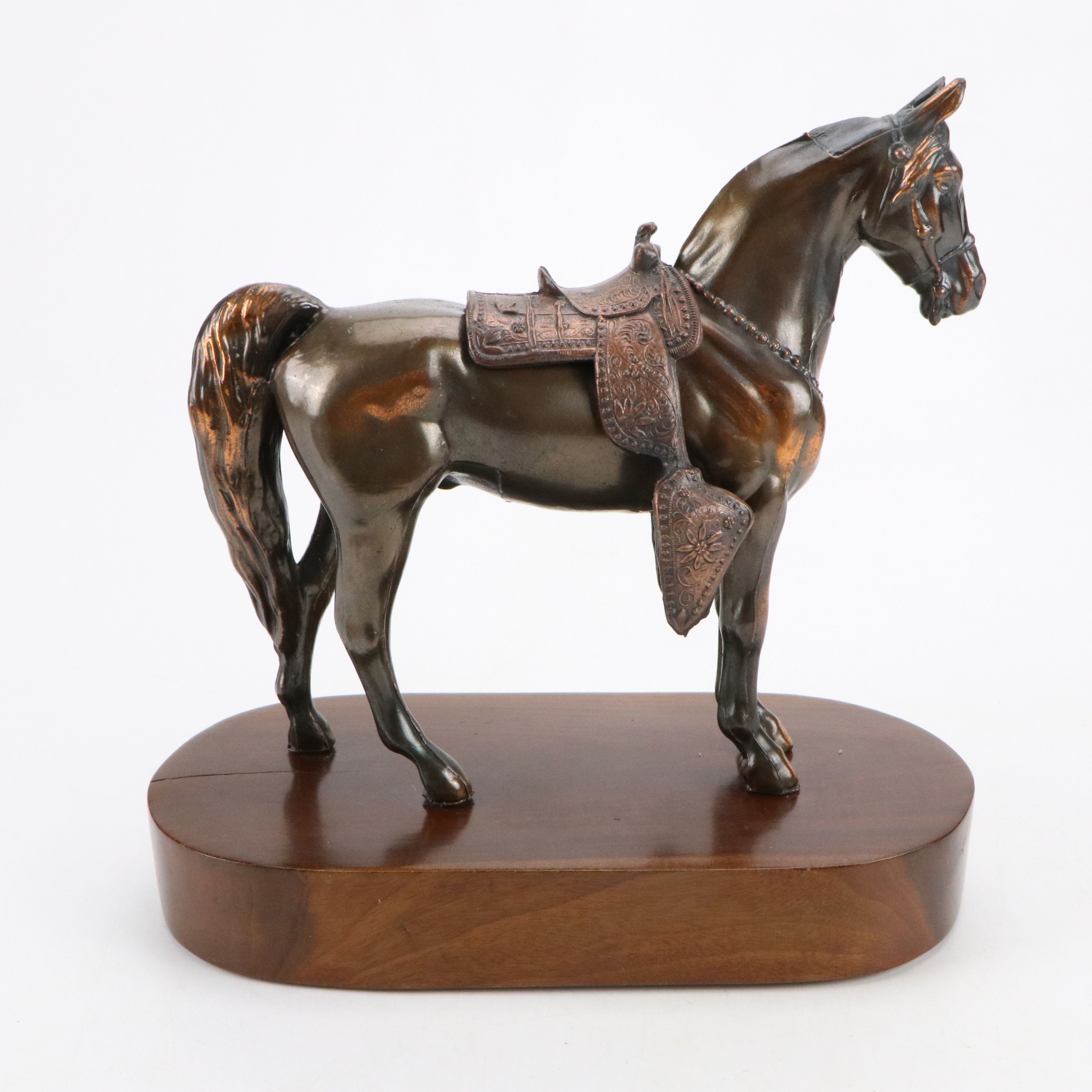 Cast Metal Carnival Horse Statue and Other Horse Sculptures, 20th Century