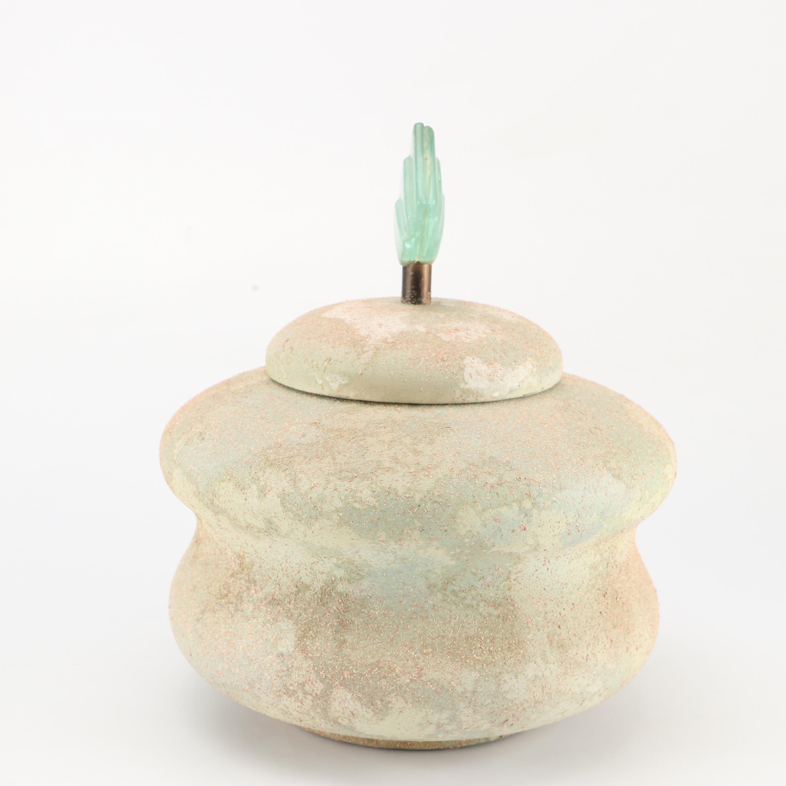 Evans Designs Modern Raku Tiered Stoneware Jar