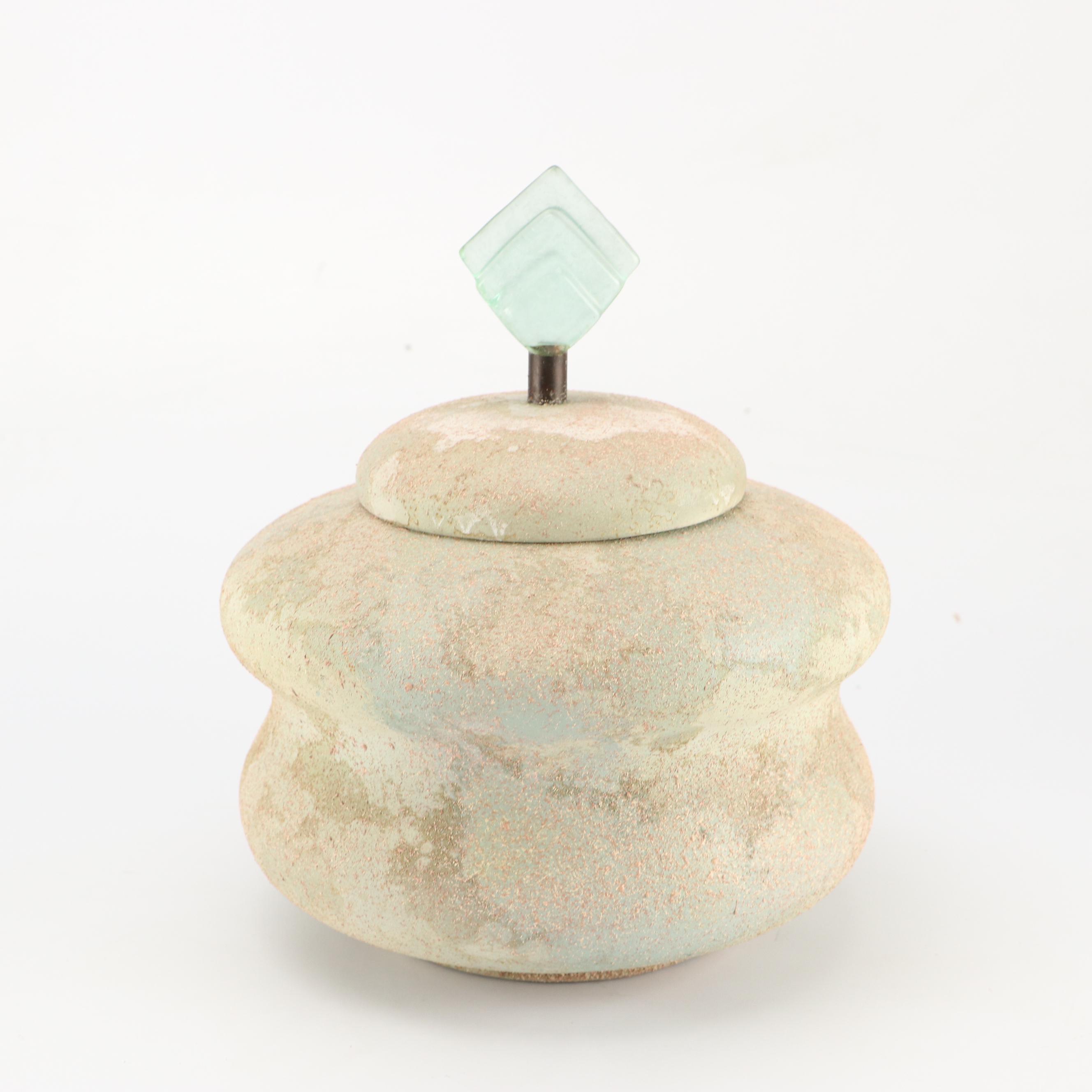 Evans Designs Modern Raku Tiered Stoneware Jar