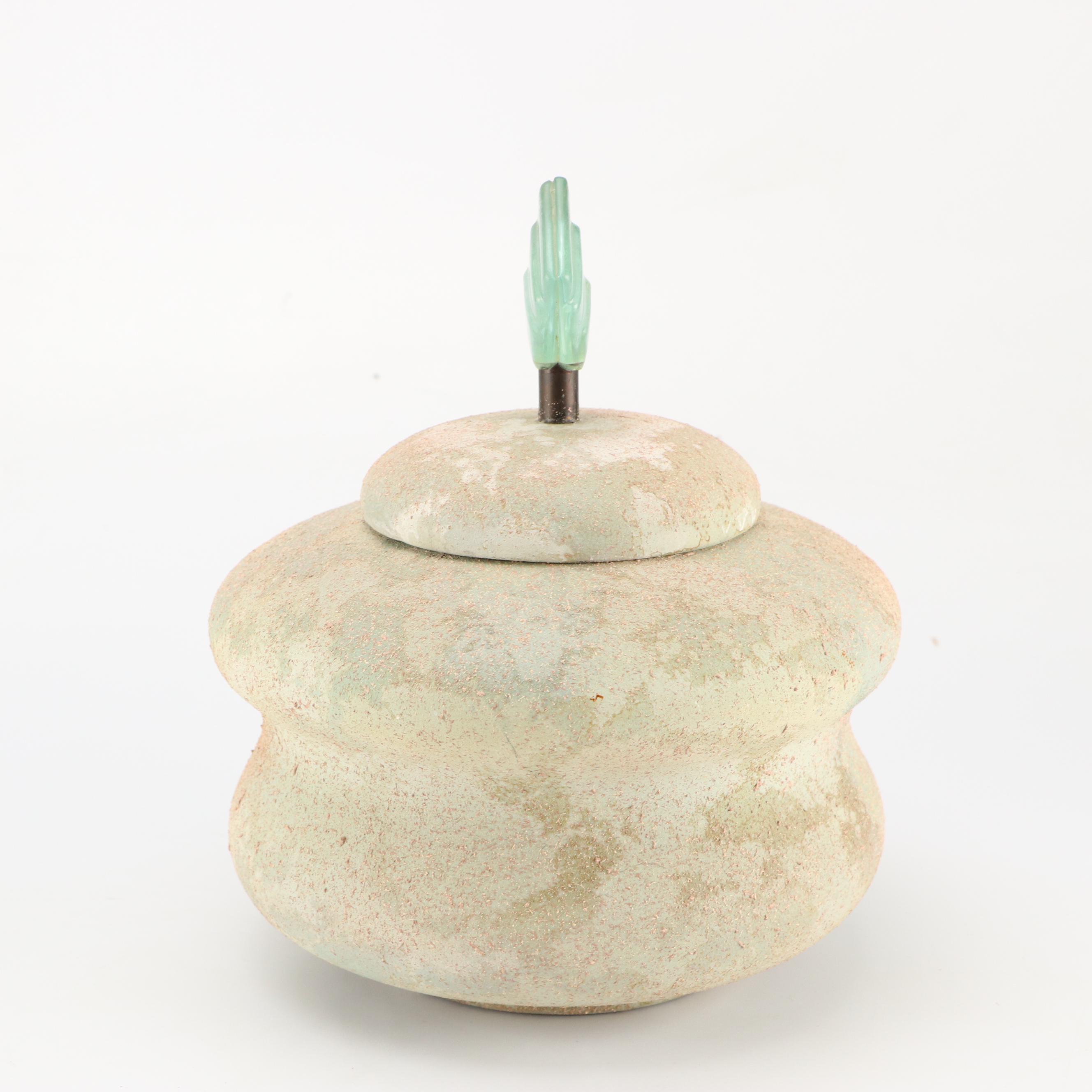 Evans Designs Modern Raku Tiered Stoneware Jar