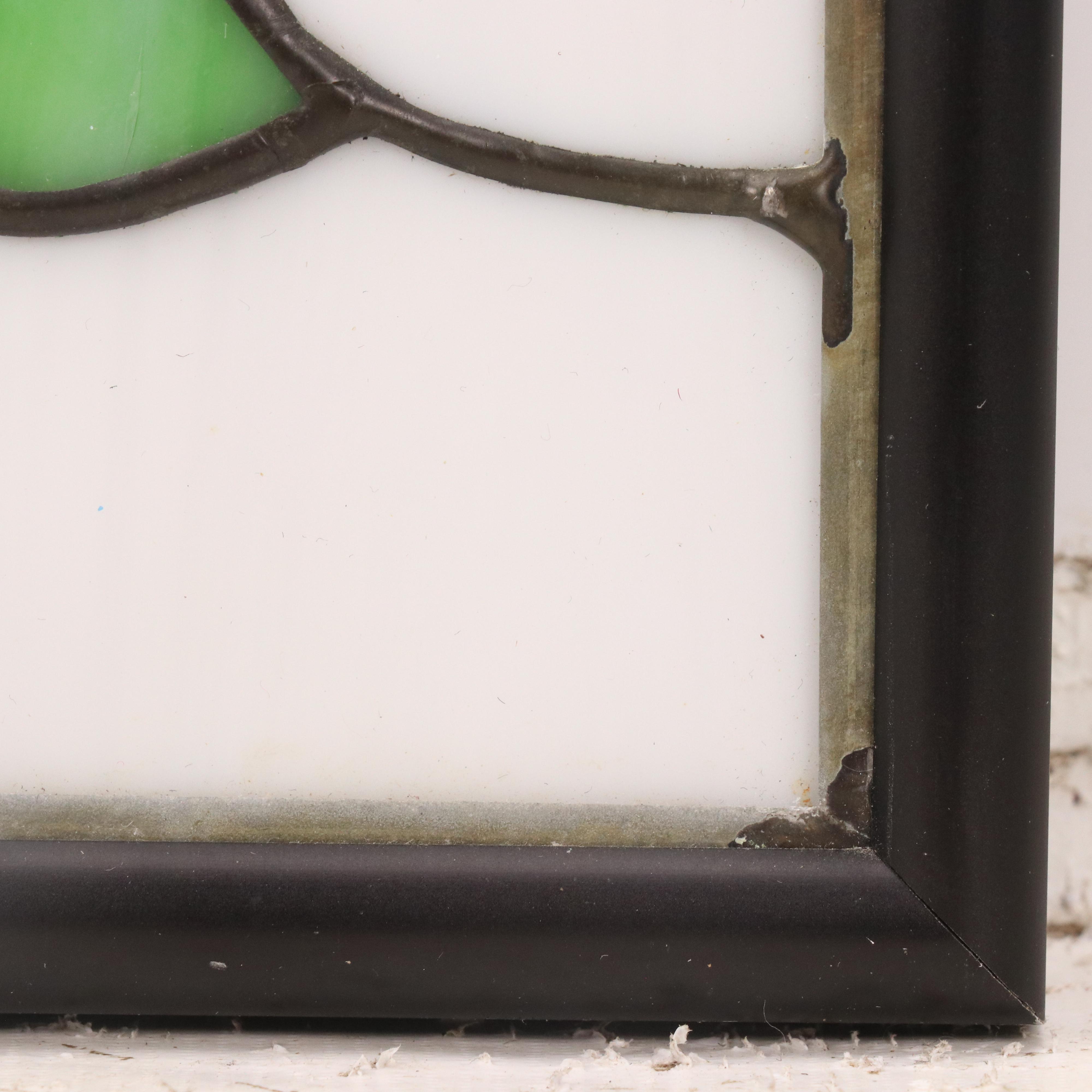 Floral Motif Stained Glass Panel Depicting Hebrew Symbol "Chai"