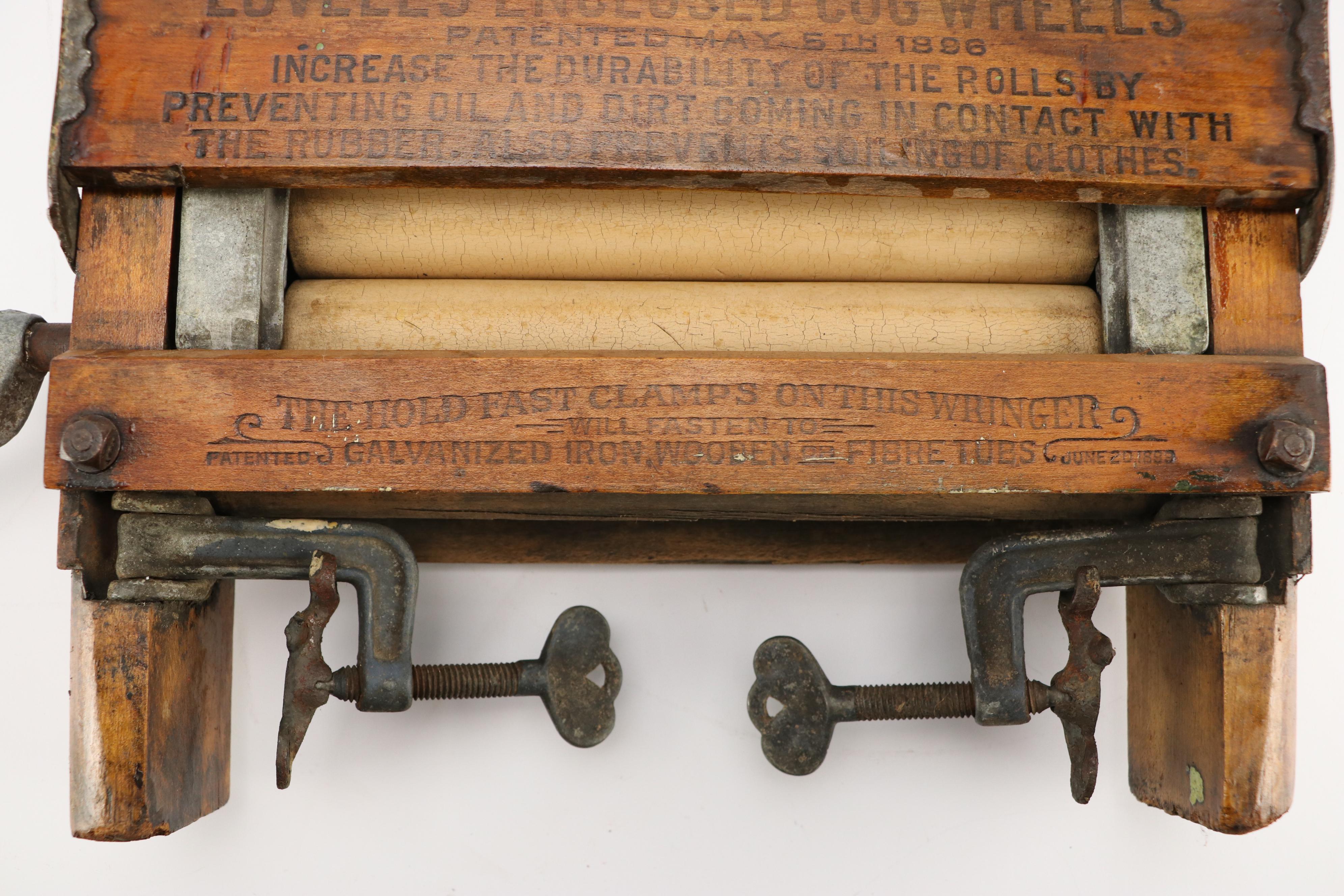 Anchor Brand Hand Crank Wooden Wringer with Ribbed Glass Washboard