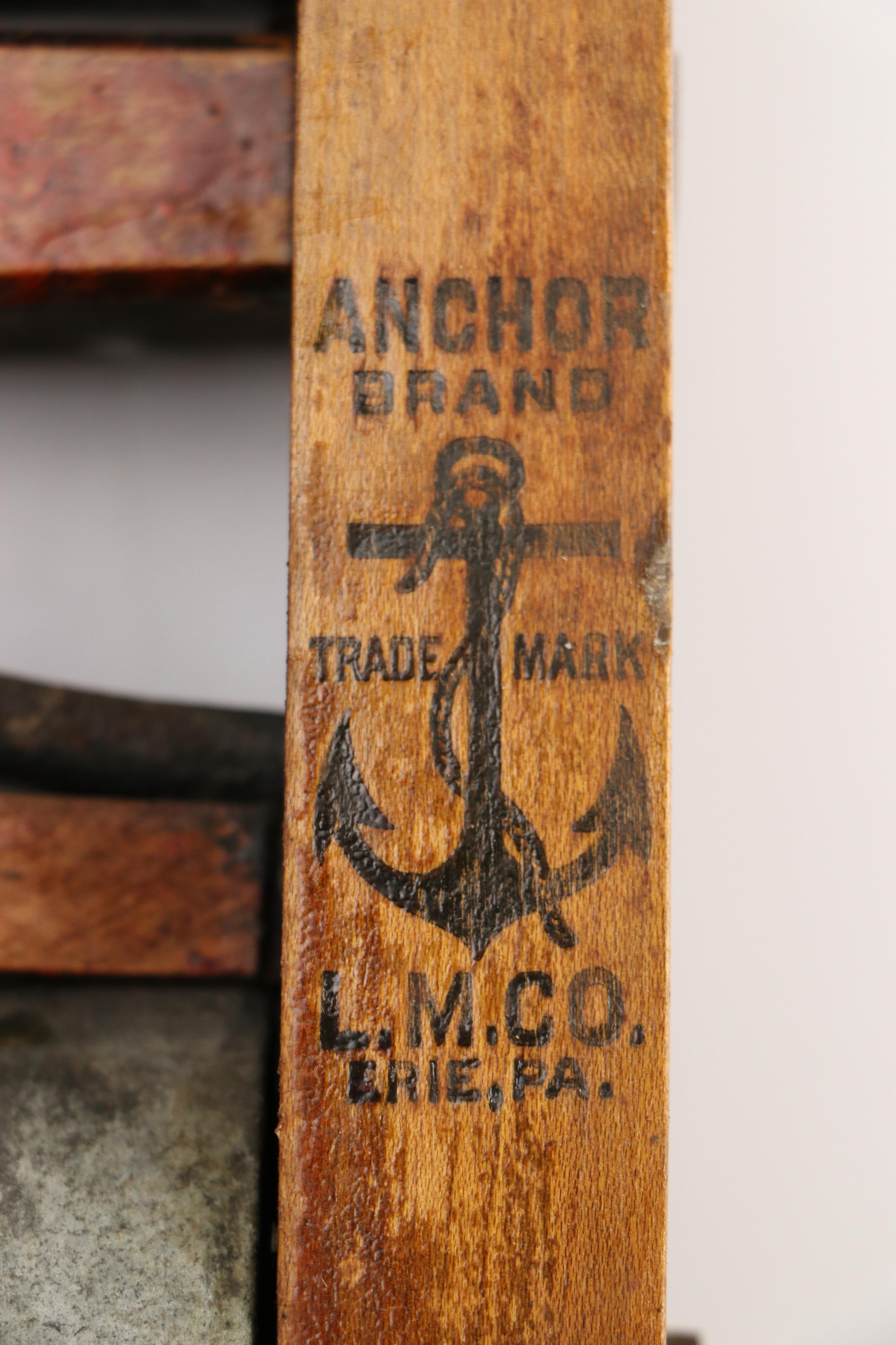 Anchor Brand Hand Crank Wooden Wringer with Ribbed Glass Washboard