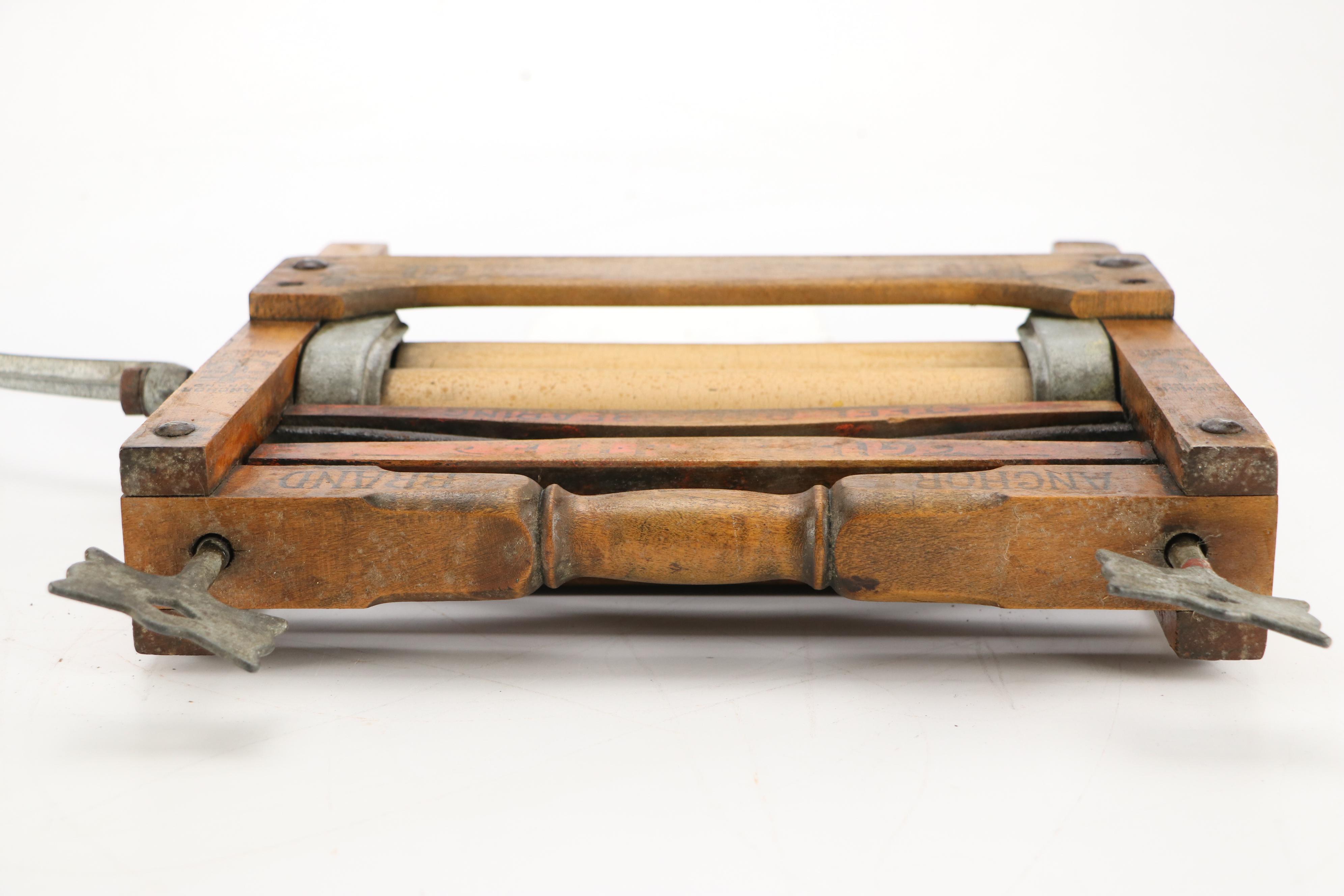 Anchor Brand Hand Crank Wooden Wringer with Ribbed Glass Washboard