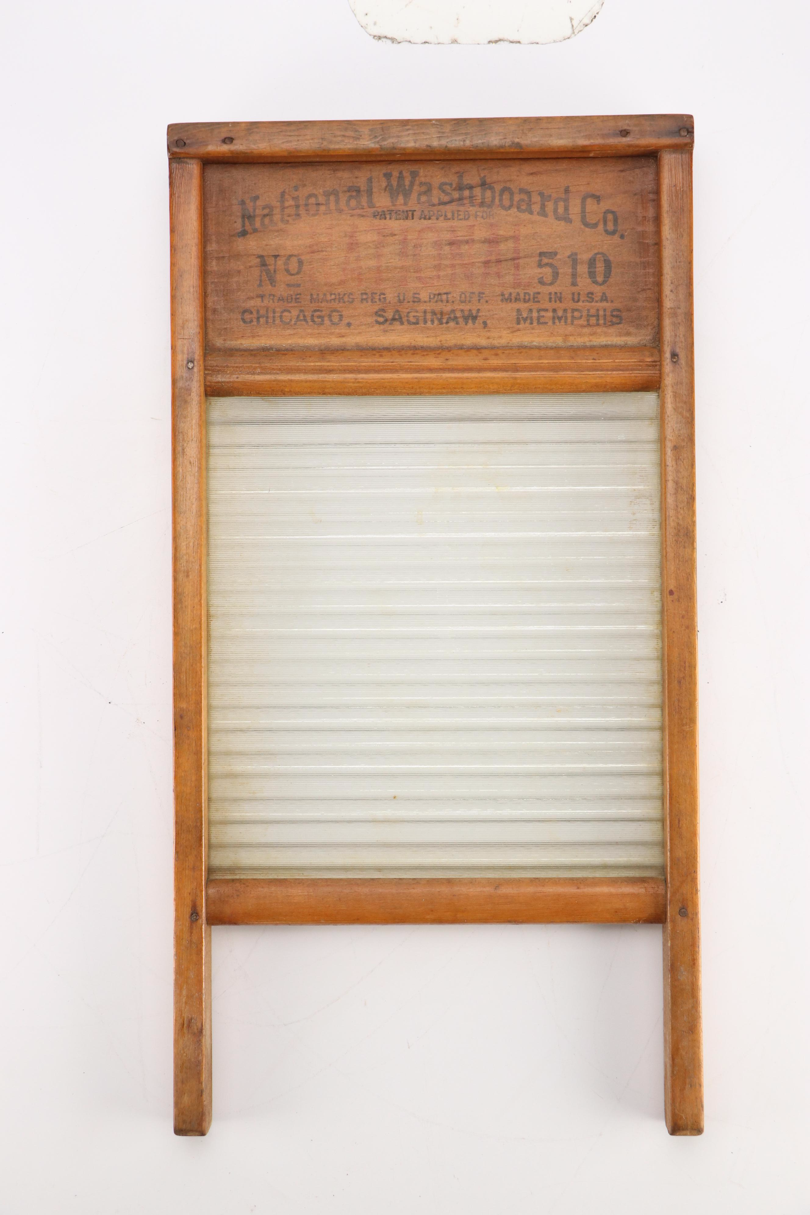 Anchor Brand Hand Crank Wooden Wringer with Ribbed Glass Washboard