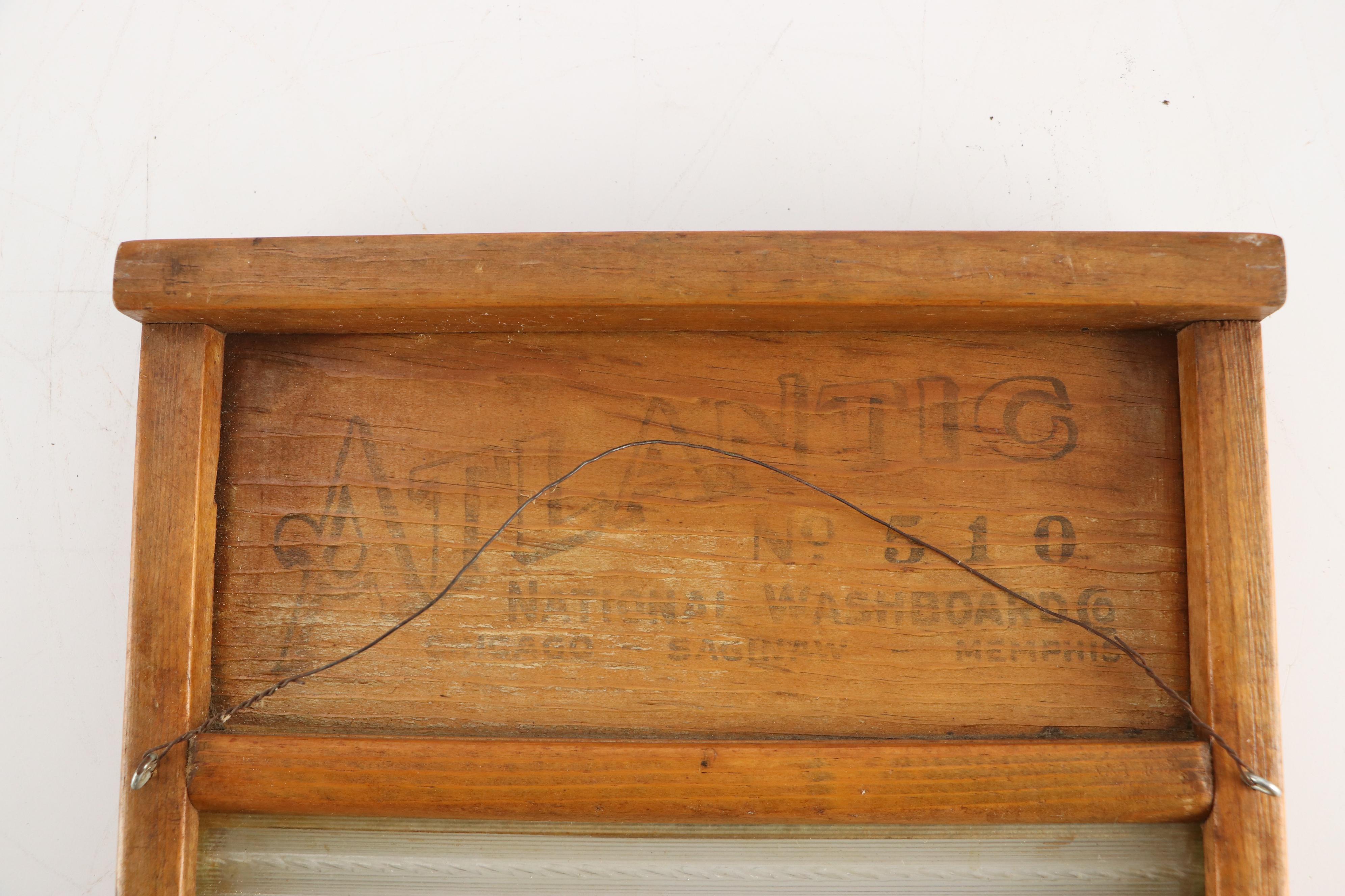 Anchor Brand Hand Crank Wooden Wringer with Ribbed Glass Washboard