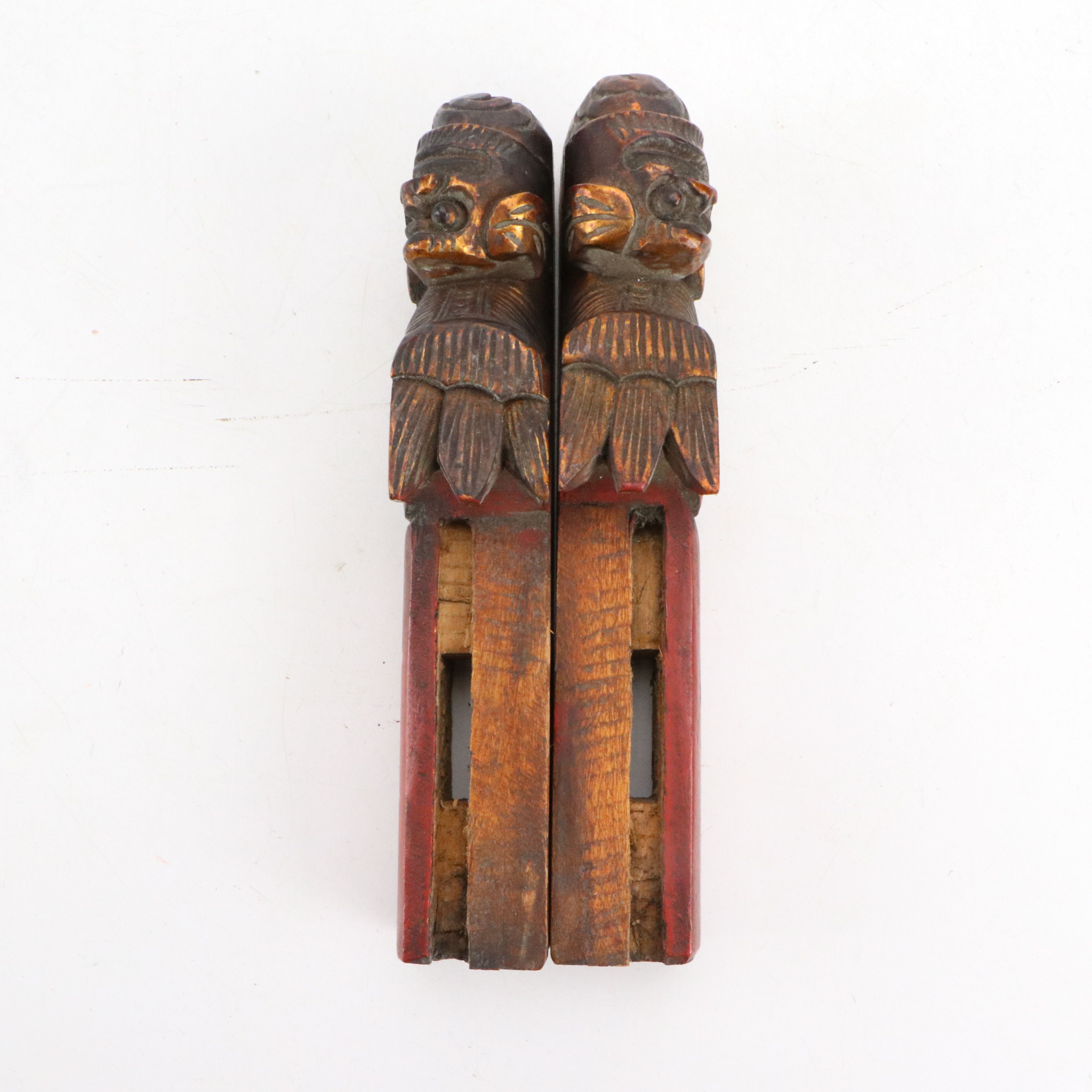 Chinese Carved Giltwood Panel, Florals, and Guardian Lions