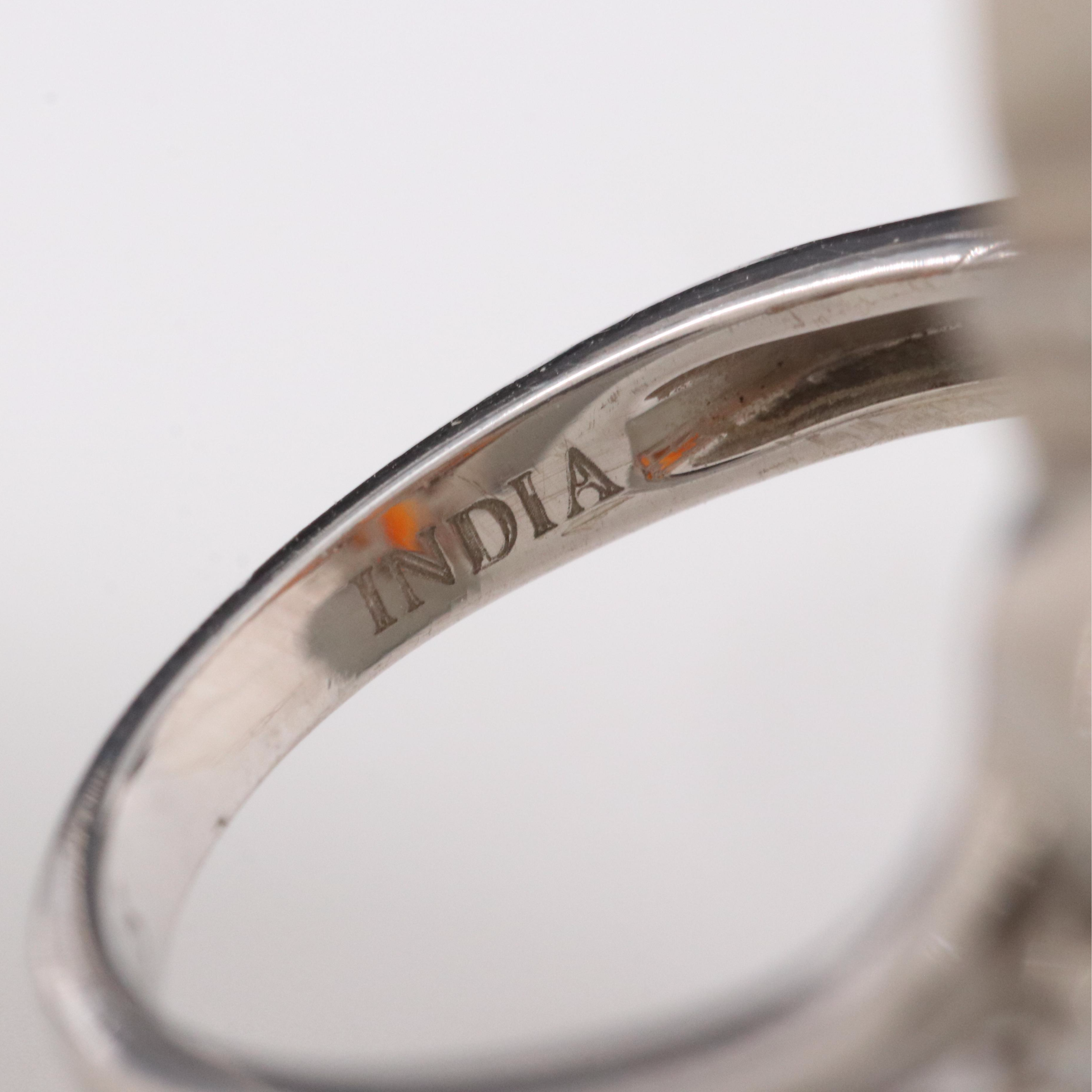 Sterling Fire Opal and Zircon Ring