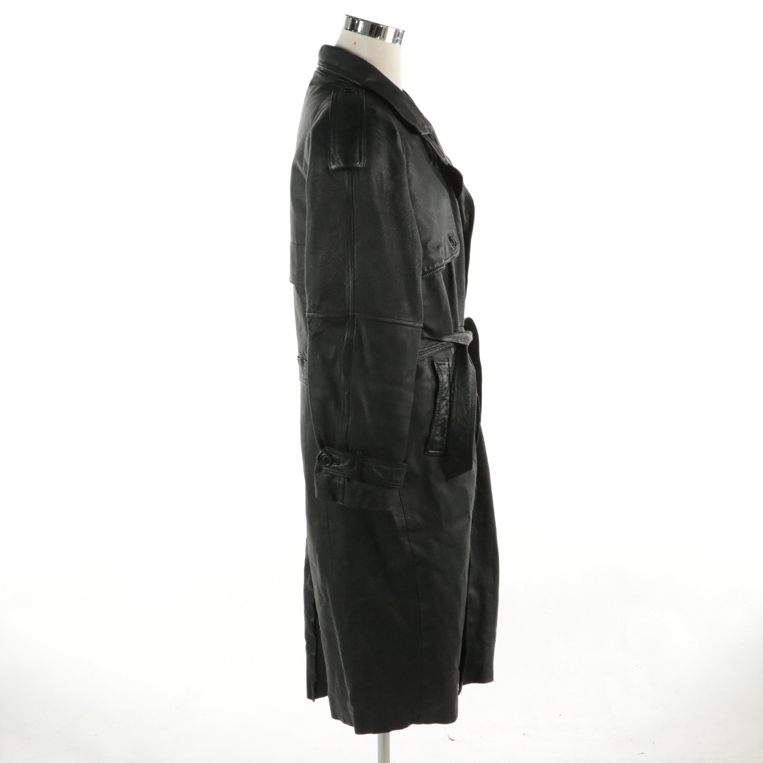 Men's Phase 2 Vintage Belted Leather Trench Coat