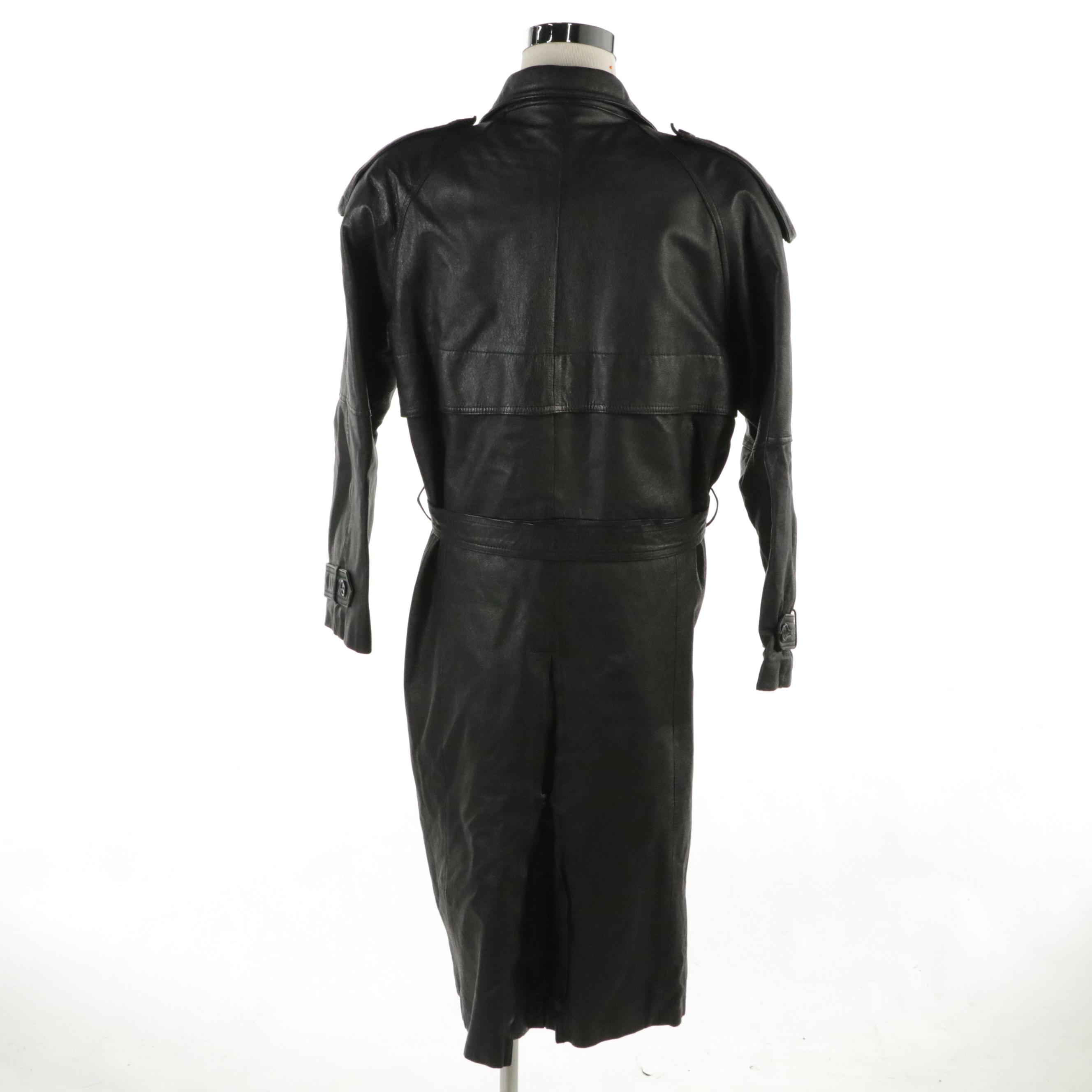 Men's Phase 2 Vintage Belted Leather Trench Coat