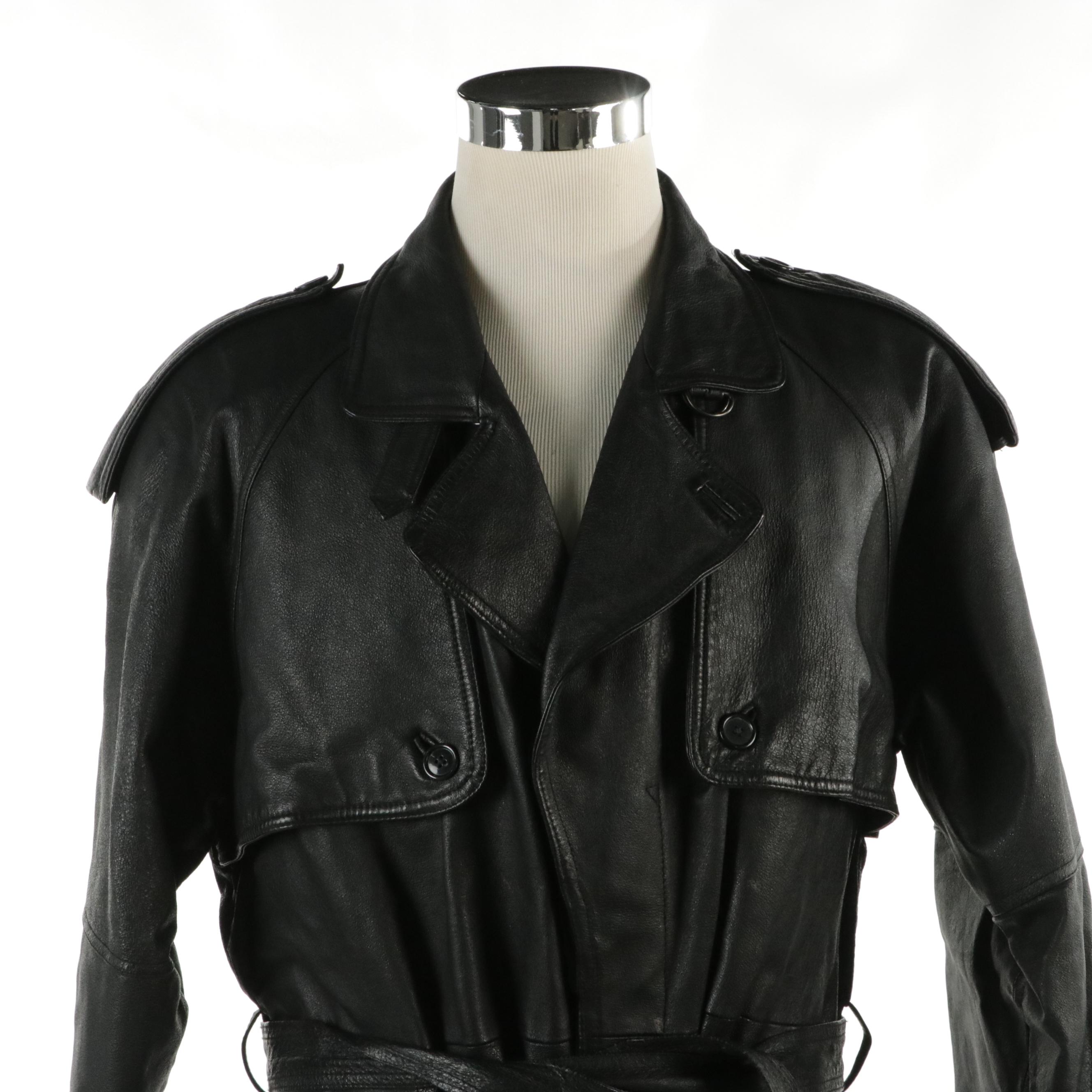 Men's Phase 2 Vintage Belted Leather Trench Coat