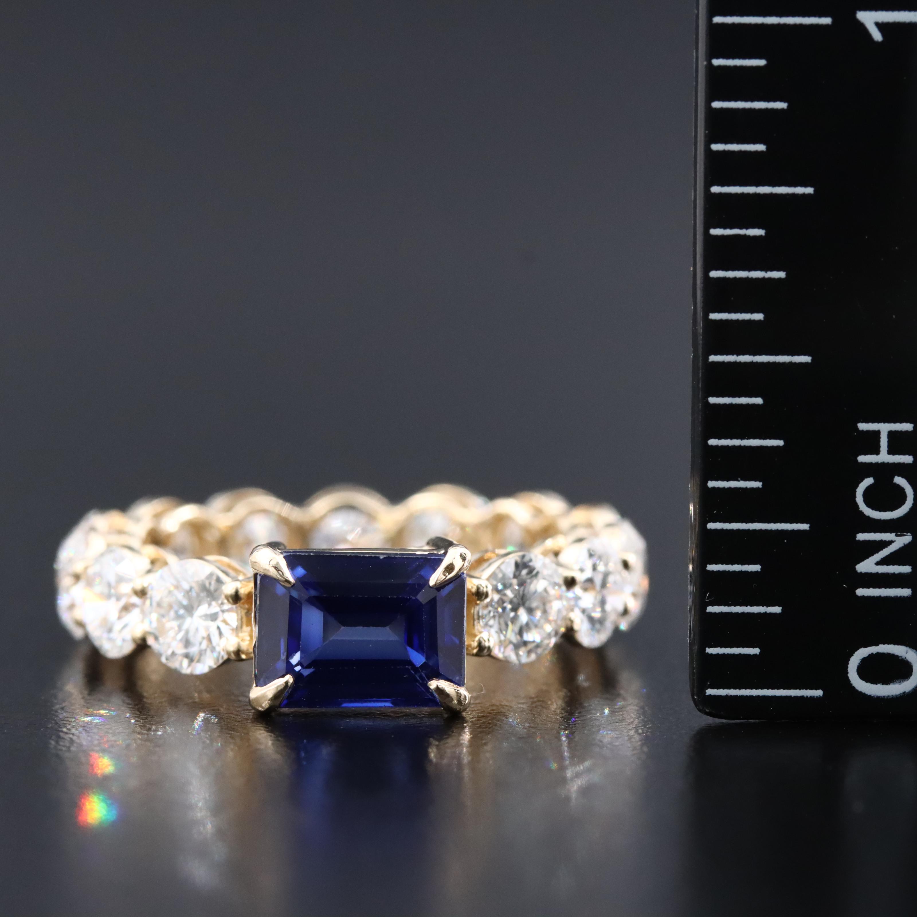 14K 1.92 CT Sapphire and 4.08 CTW Lab Grown Diamond Eternity Ring