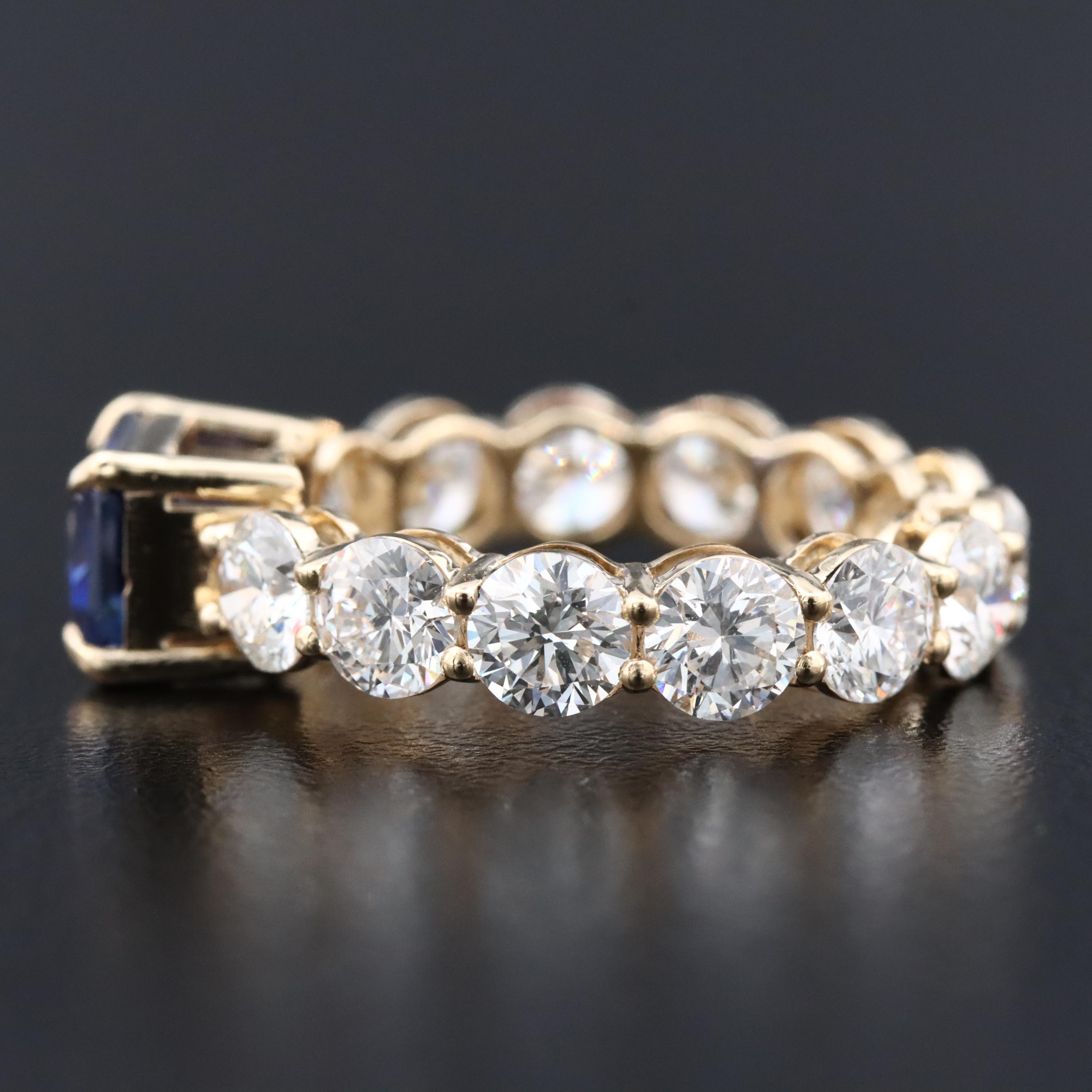 14K 1.92 CT Sapphire and 4.08 CTW Lab Grown Diamond Eternity Ring