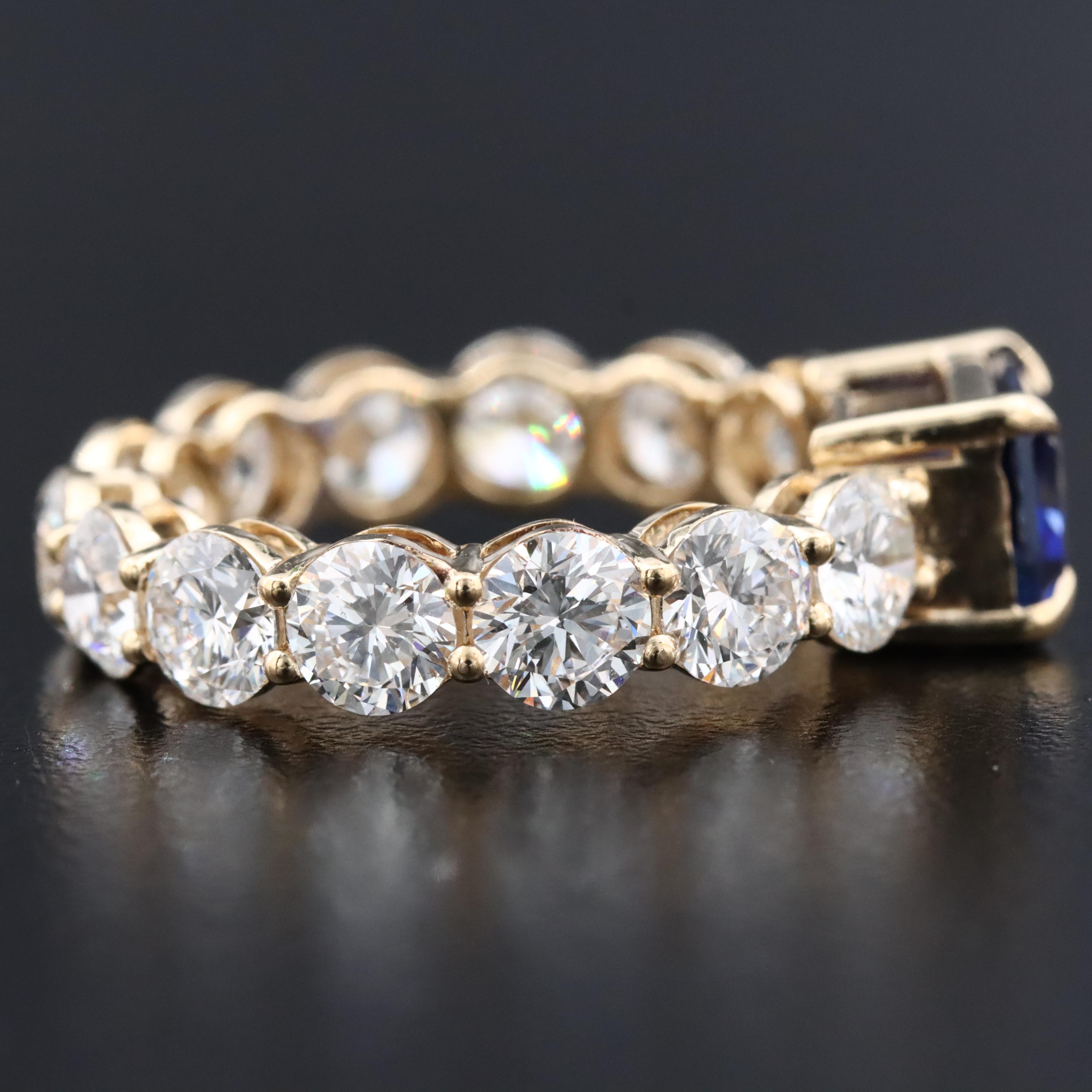 14K 1.92 CT Sapphire and 4.08 CTW Lab Grown Diamond Eternity Ring