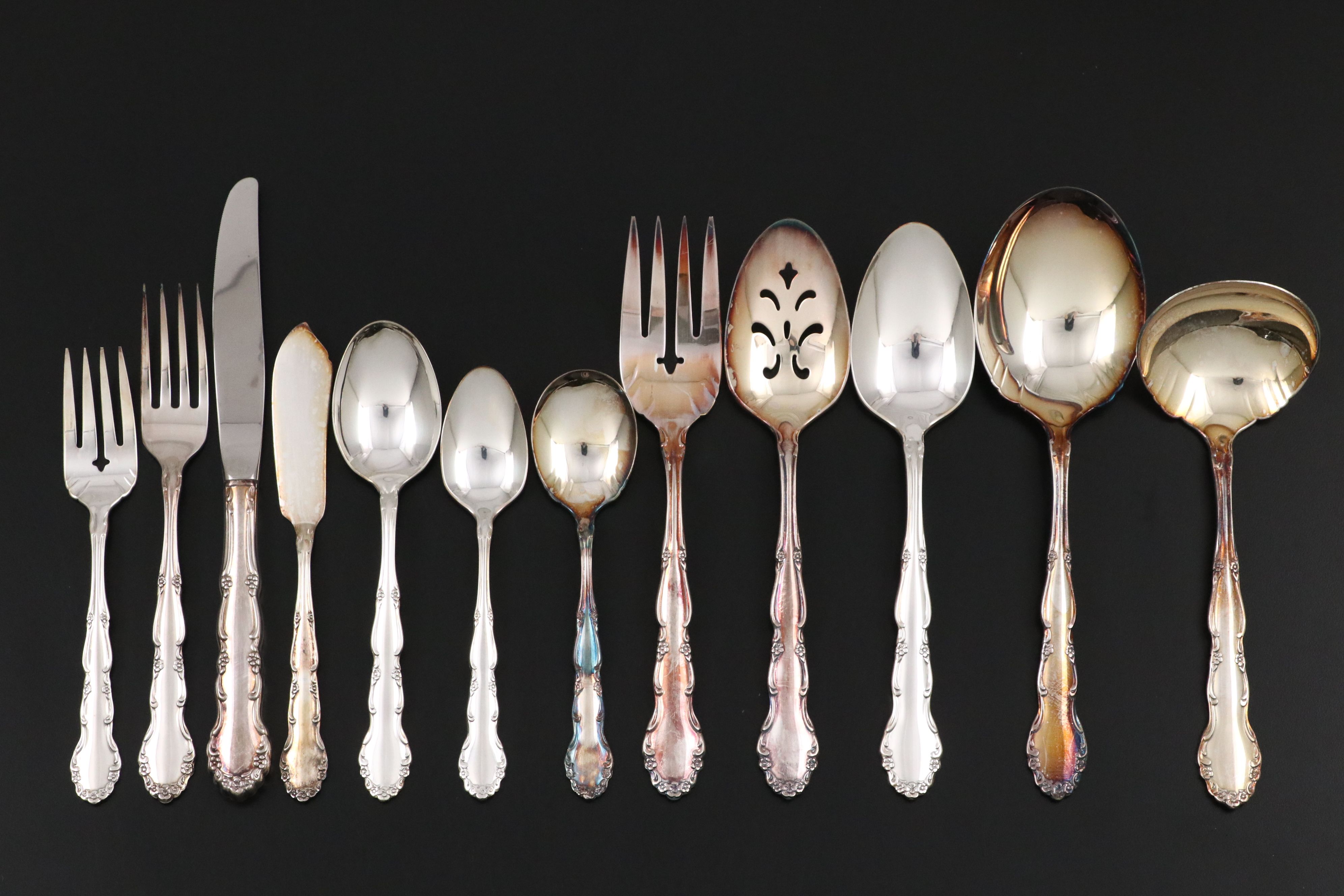 Oneida and 1881 Rogers Silver Plate and Stainless Steel Flatware in Chest