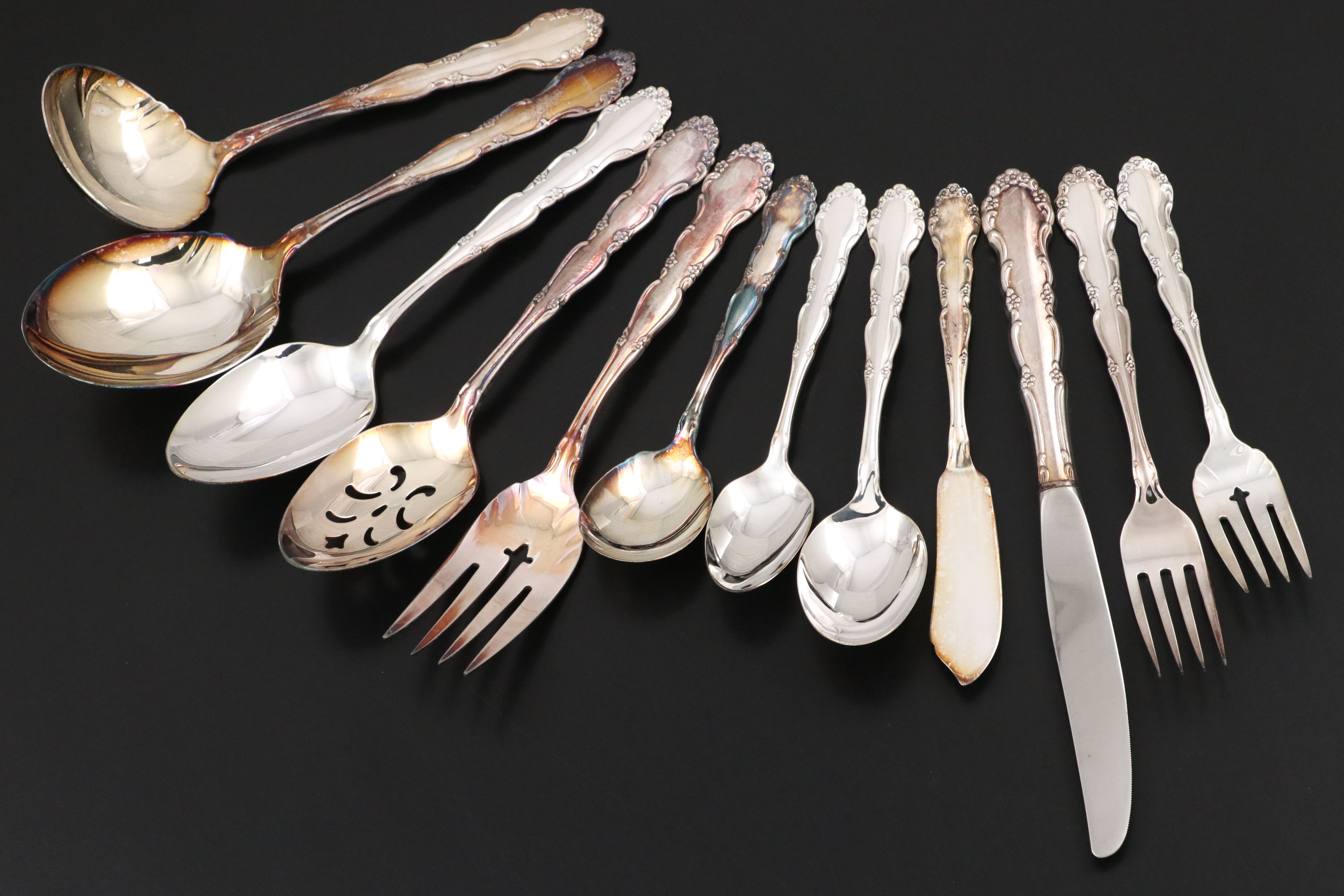 Oneida and 1881 Rogers Silver Plate and Stainless Steel Flatware in Chest