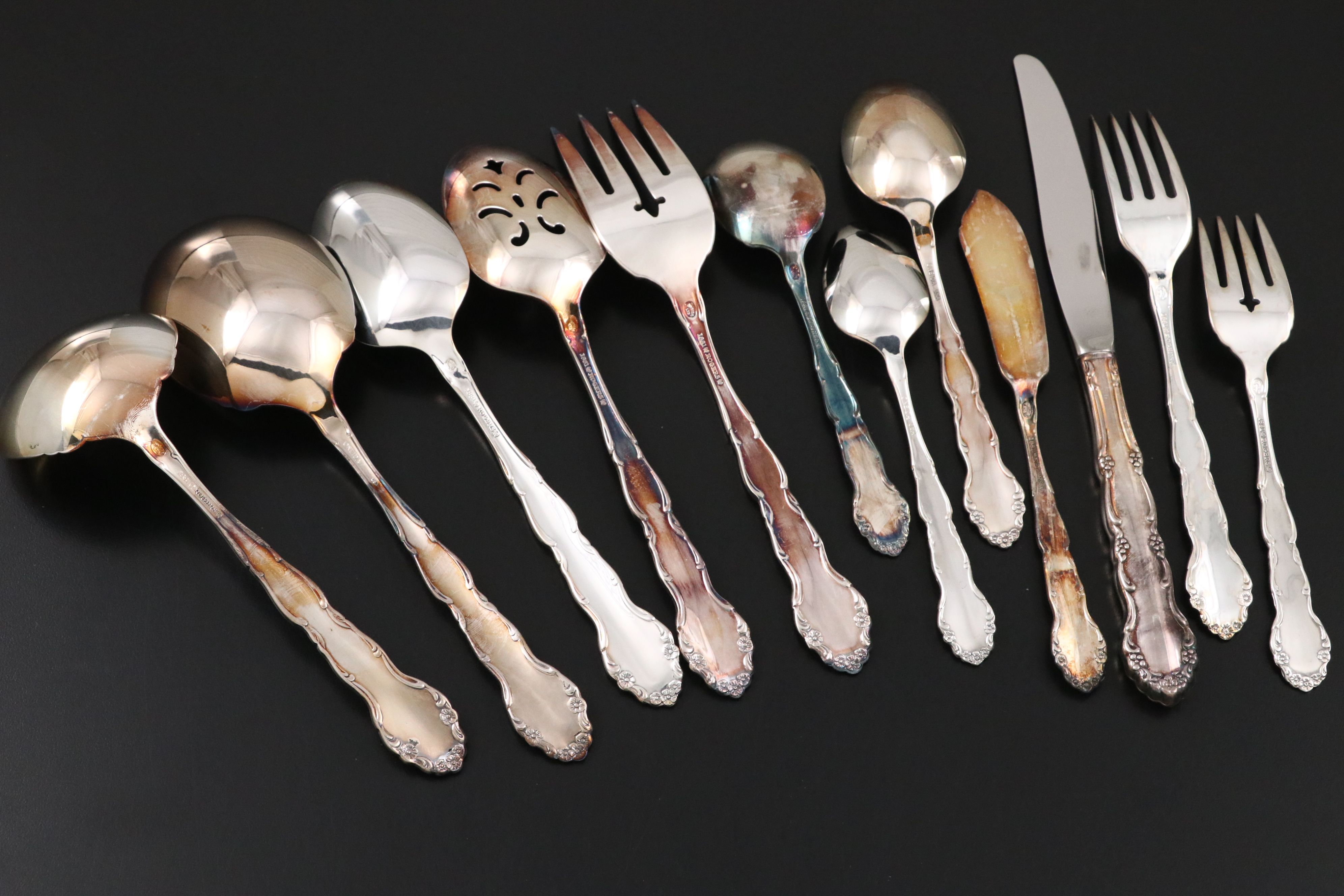 Oneida and 1881 Rogers Silver Plate and Stainless Steel Flatware in Chest