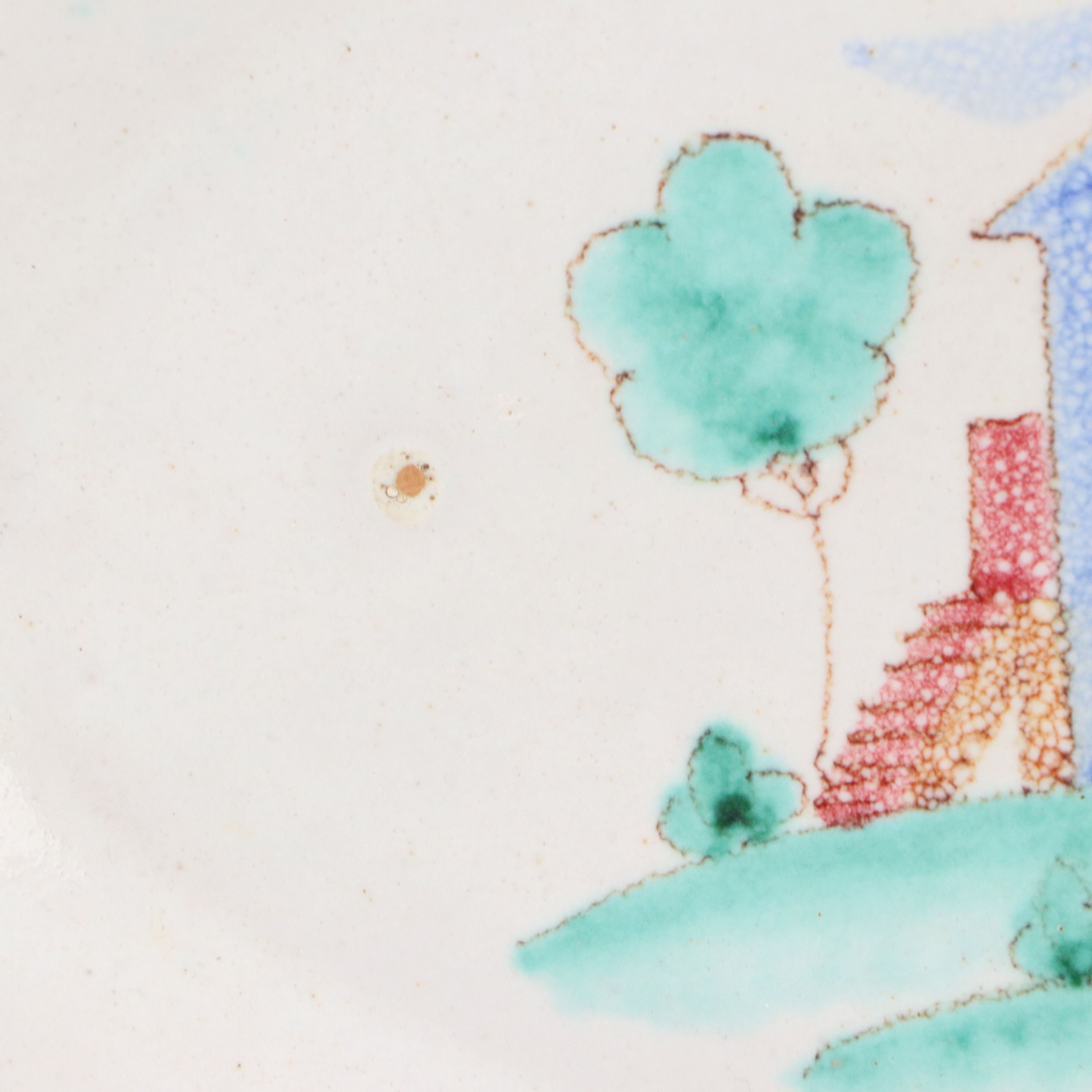 Vietri Italian Hand-Painted Ceramic Plates and Oval Serving Plate, Early 20th C.