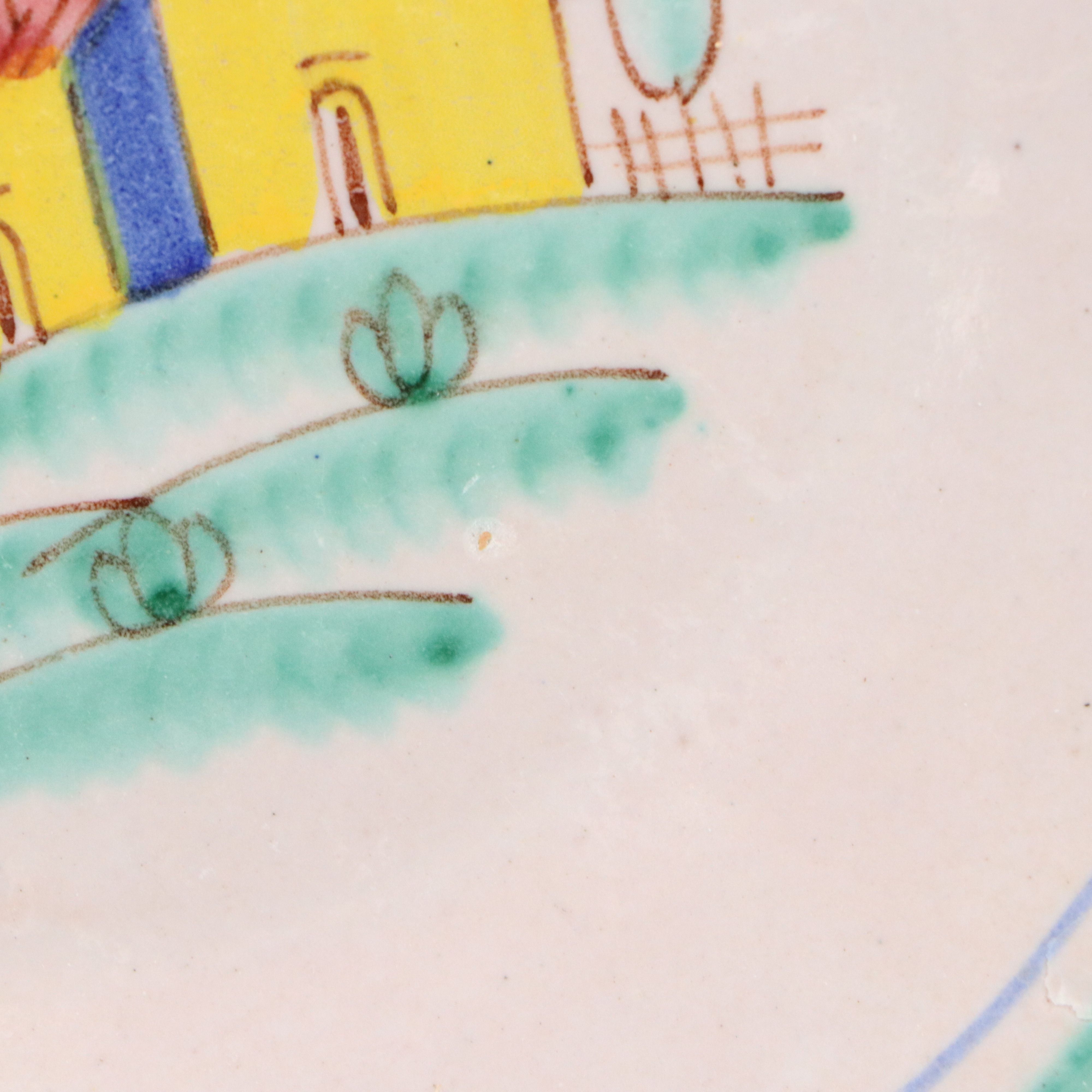 Vietri Italian Hand-Painted Ceramic Plates and Oval Serving Plate, Early 20th C.