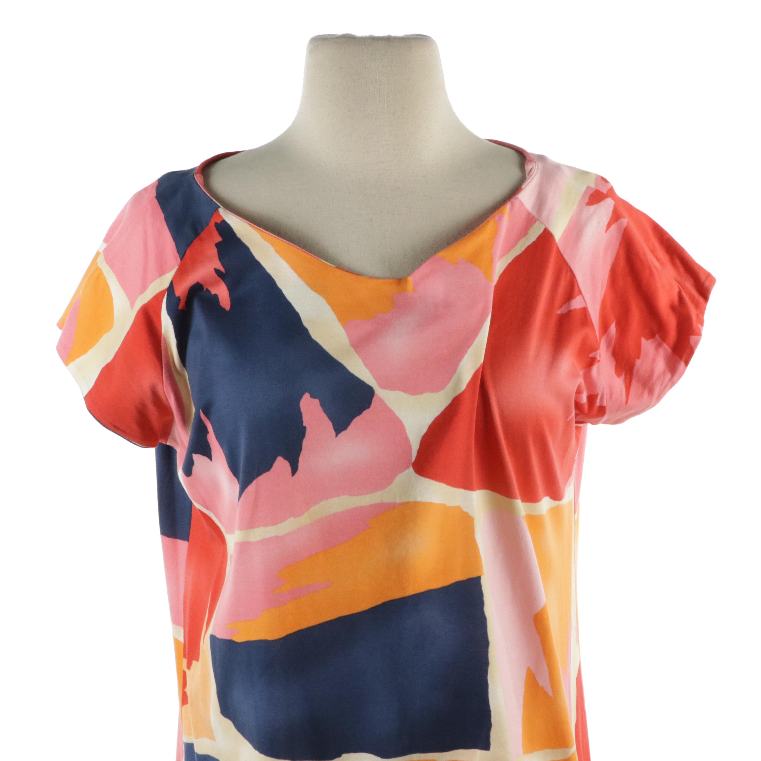 Piazza Sempione Beaded Cotton Tank Top and Printed Short Sleeve Top