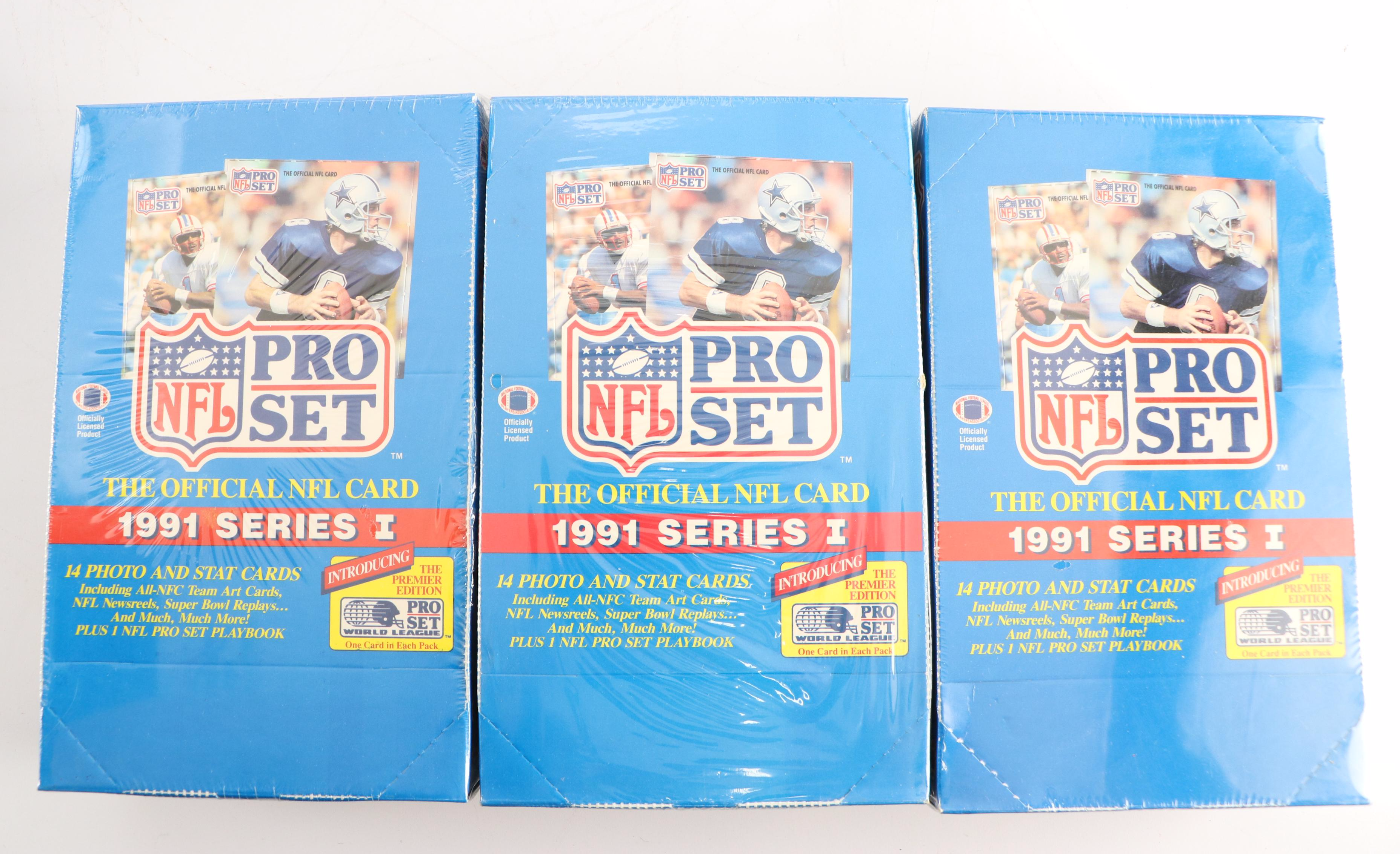 Fifteen Boxes of Unopened Football Cards, Early 1990s