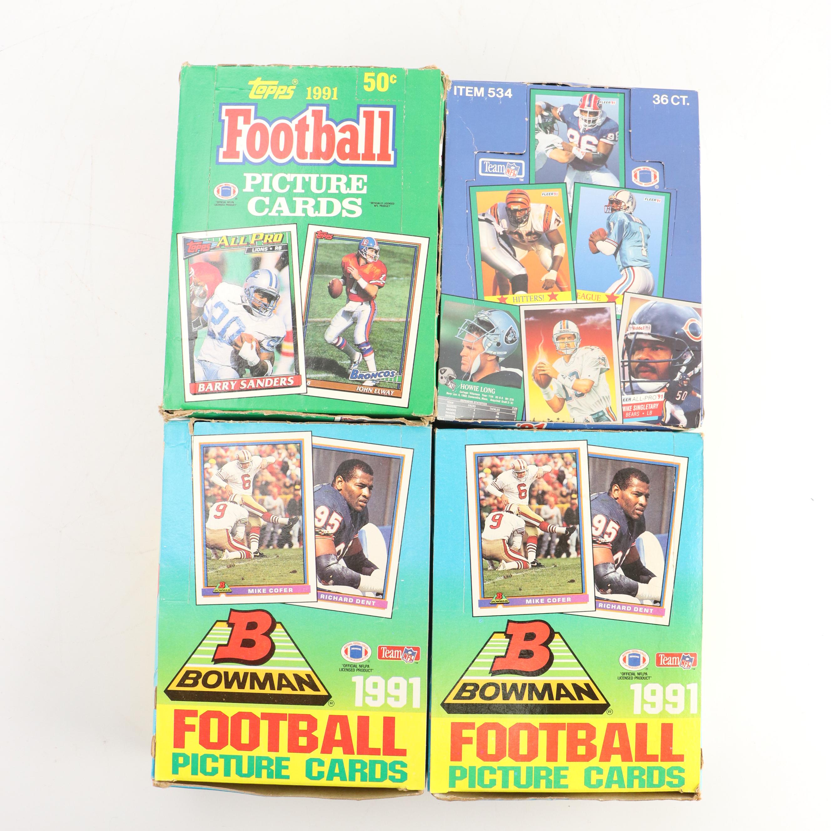 Fifteen Boxes of Unopened Football Cards, Early 1990s
