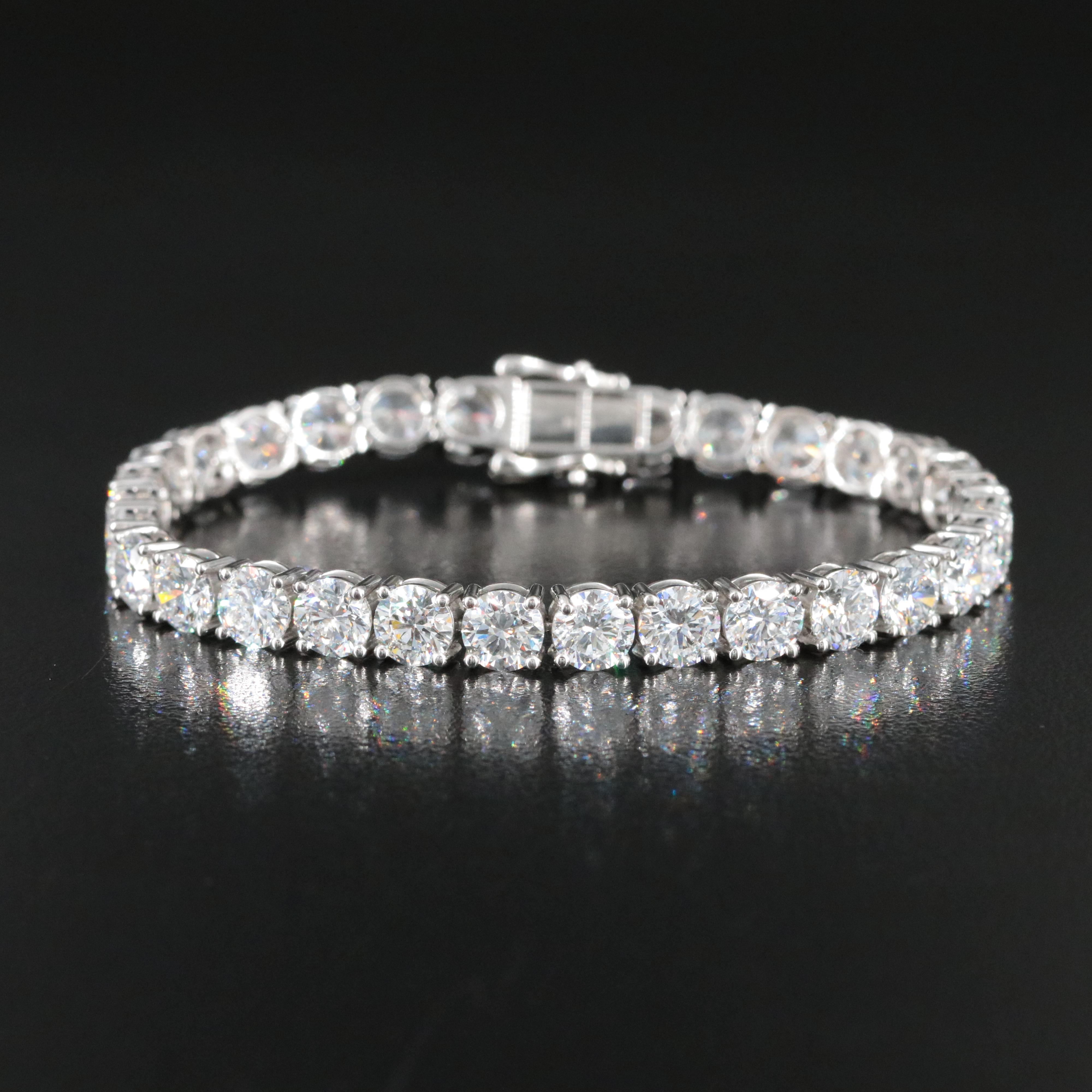 Platinum 18.90 CTW Lab Grown Diamond Line Bracelet