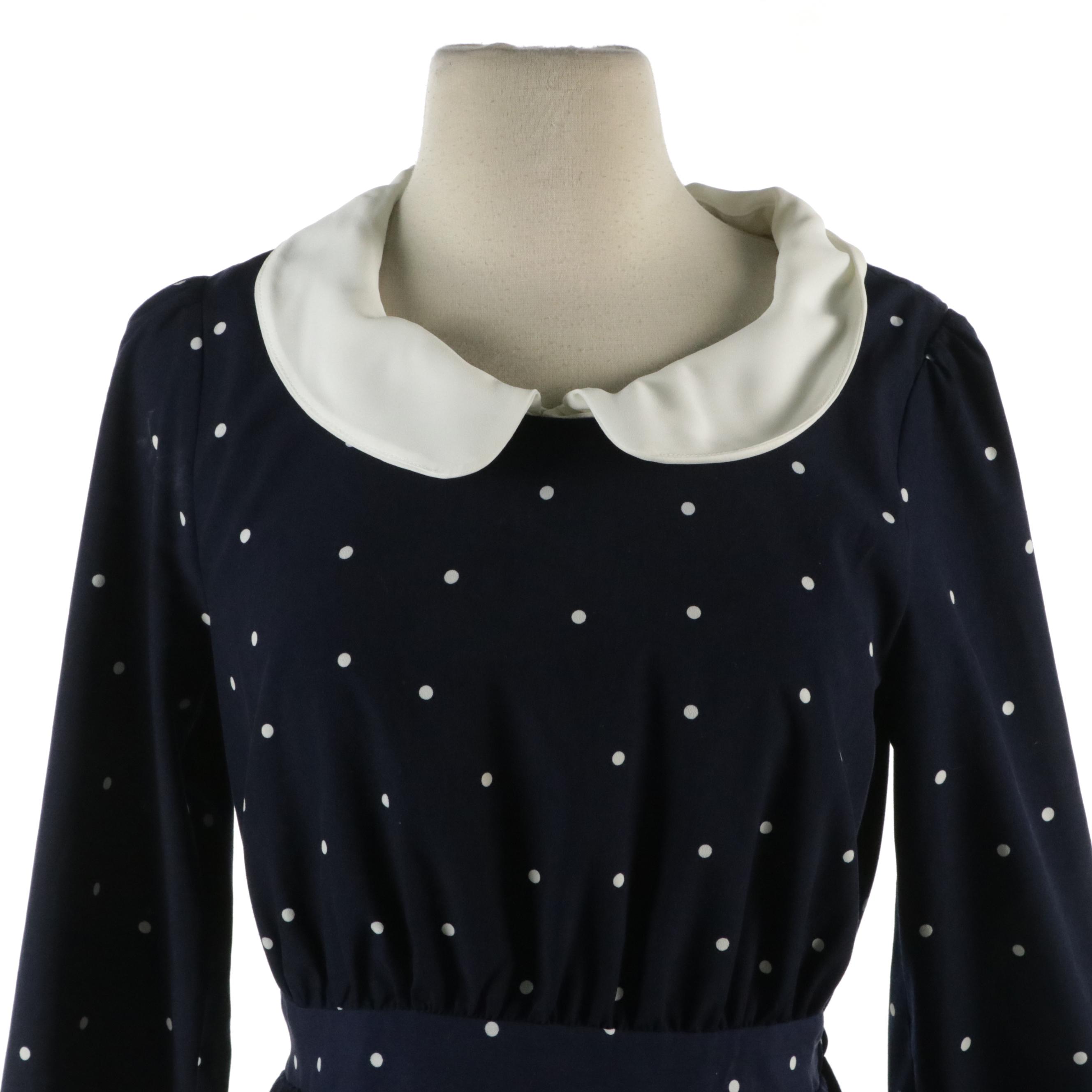 Girl's Japanese Majestic Legon and Colza Dot Print Collared Dresses