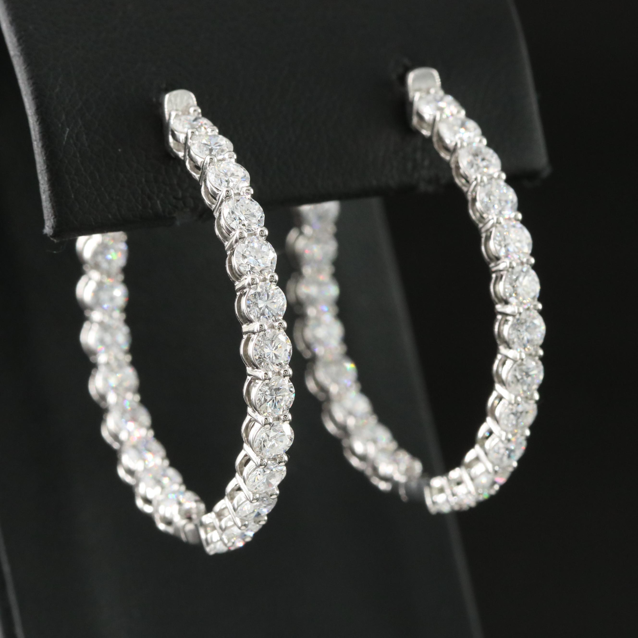 Platinum 5.36 CTW Lab Grown Diamond Inside Out Hoop Earrings