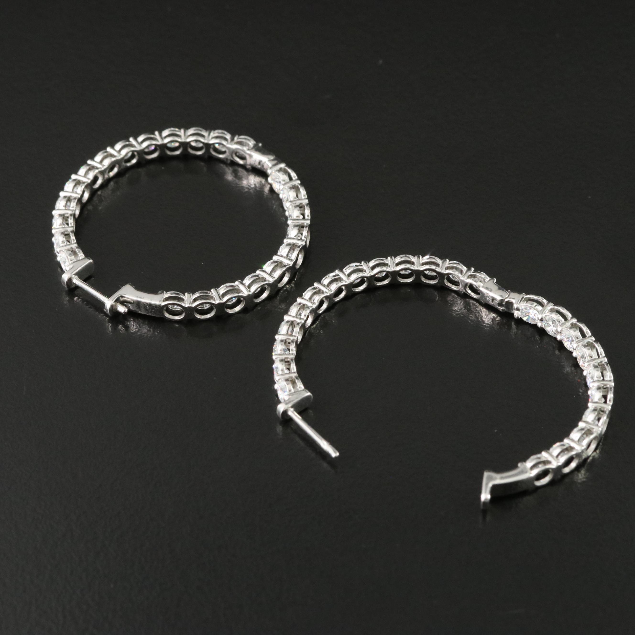 Platinum 5.36 CTW Lab Grown Diamond Inside Out Hoop Earrings