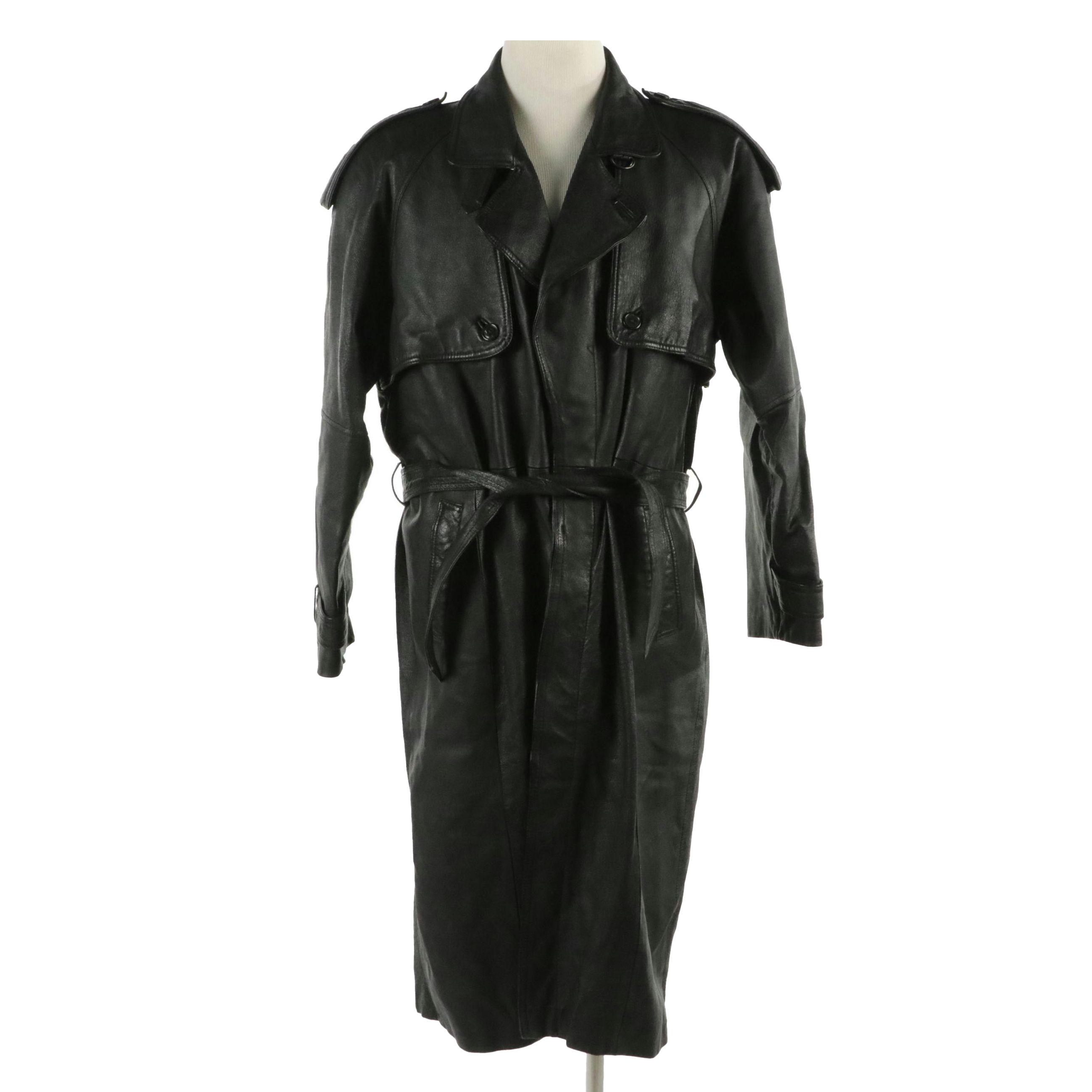 Men's Phase 2 Vintage Belted Leather Trench Coat