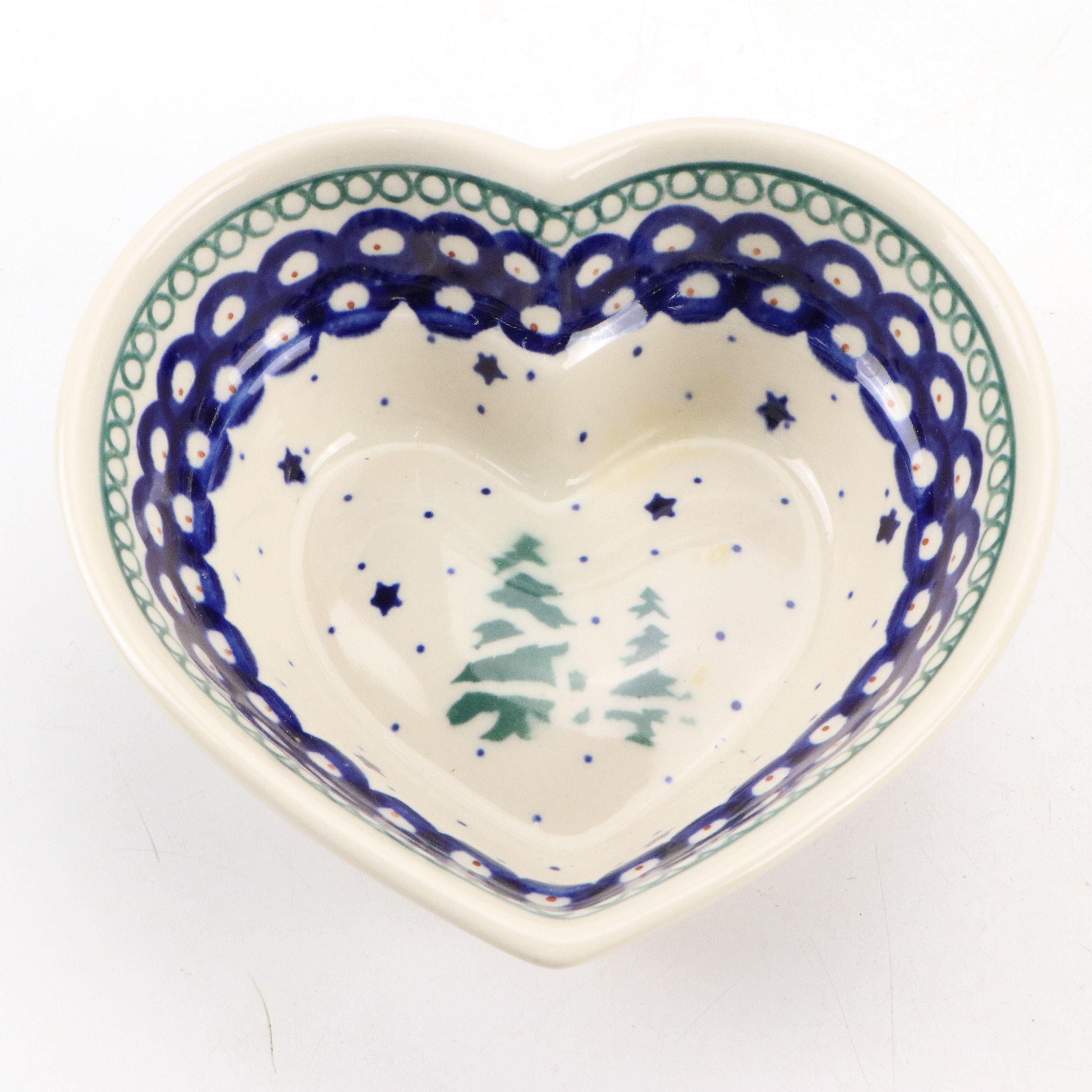 Boleslawiec Ceramic Christmas Serving Tray and Heart Bowl
