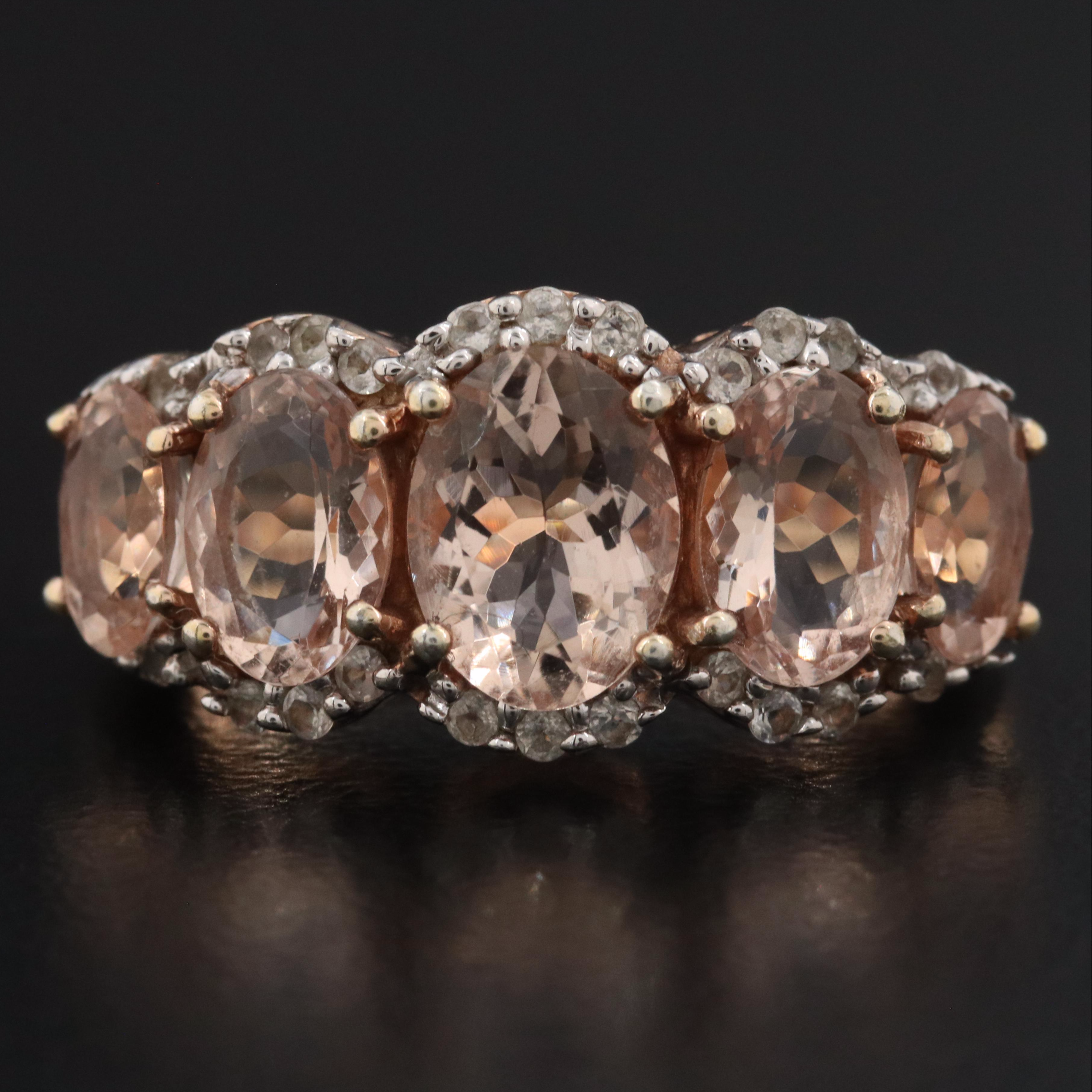 Sterling Morganite and Sapphire Ring