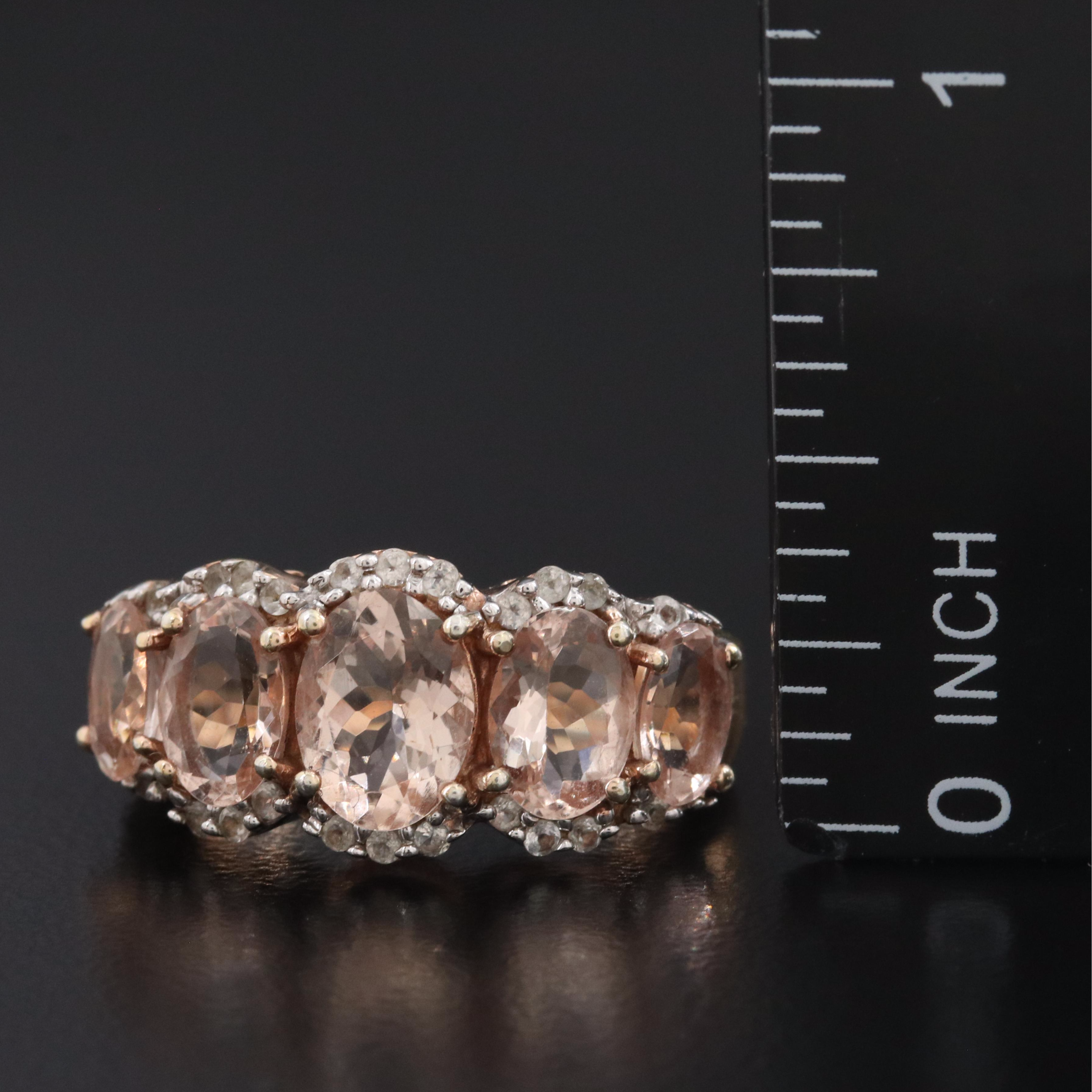 Sterling Morganite and Sapphire Ring