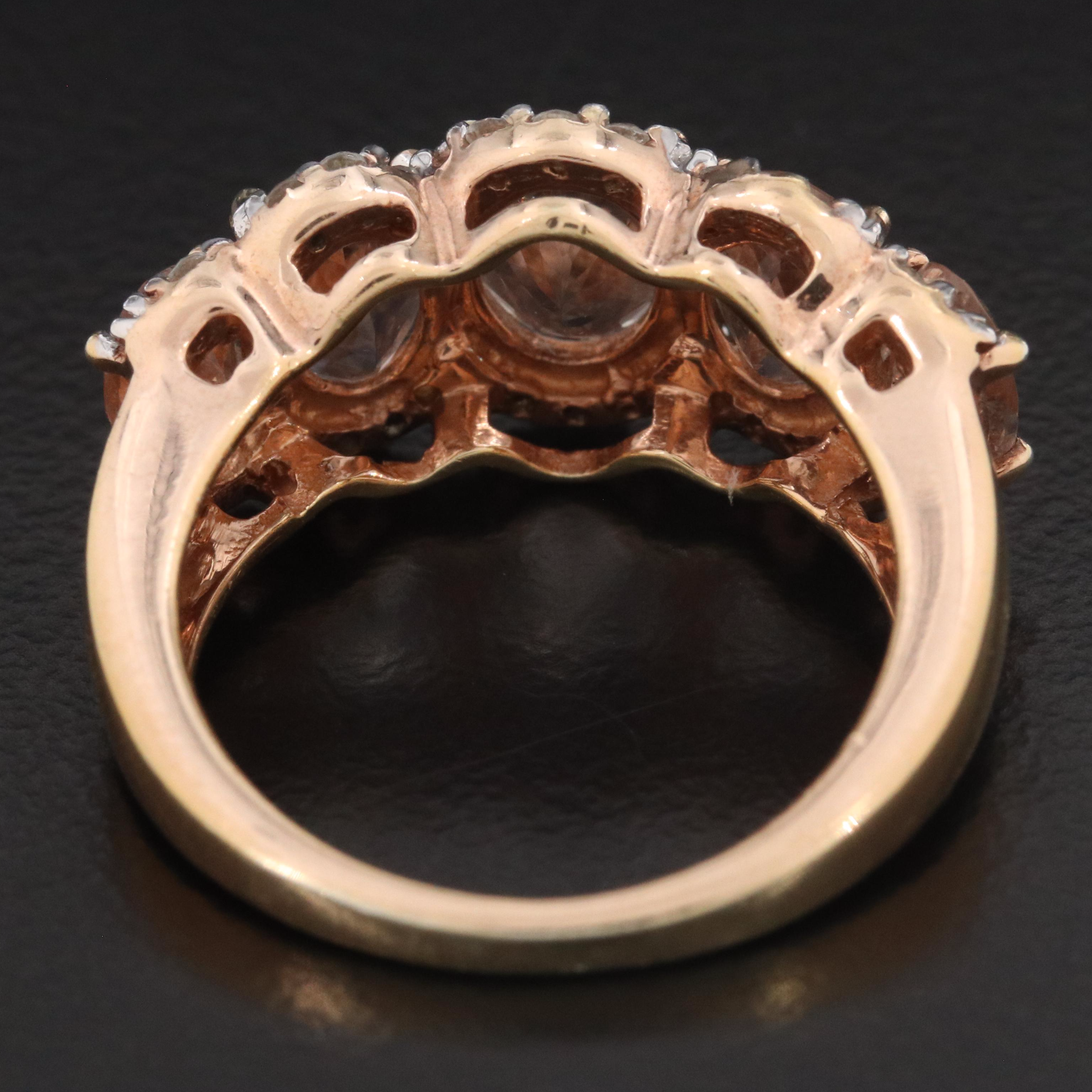 Sterling Morganite and Sapphire Ring