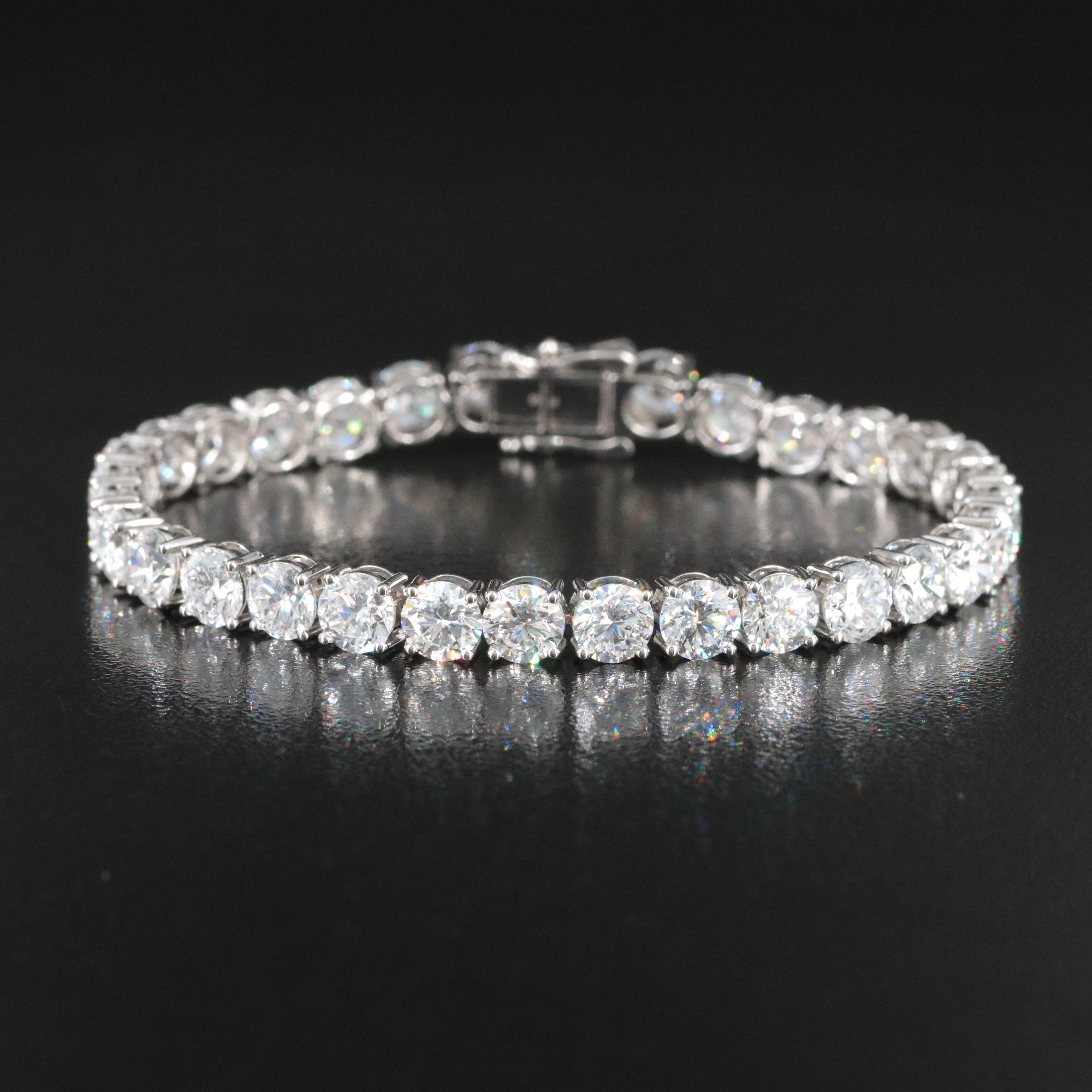 Platinum 18.65 CTW Lab Grown Diamond Line Bracelet