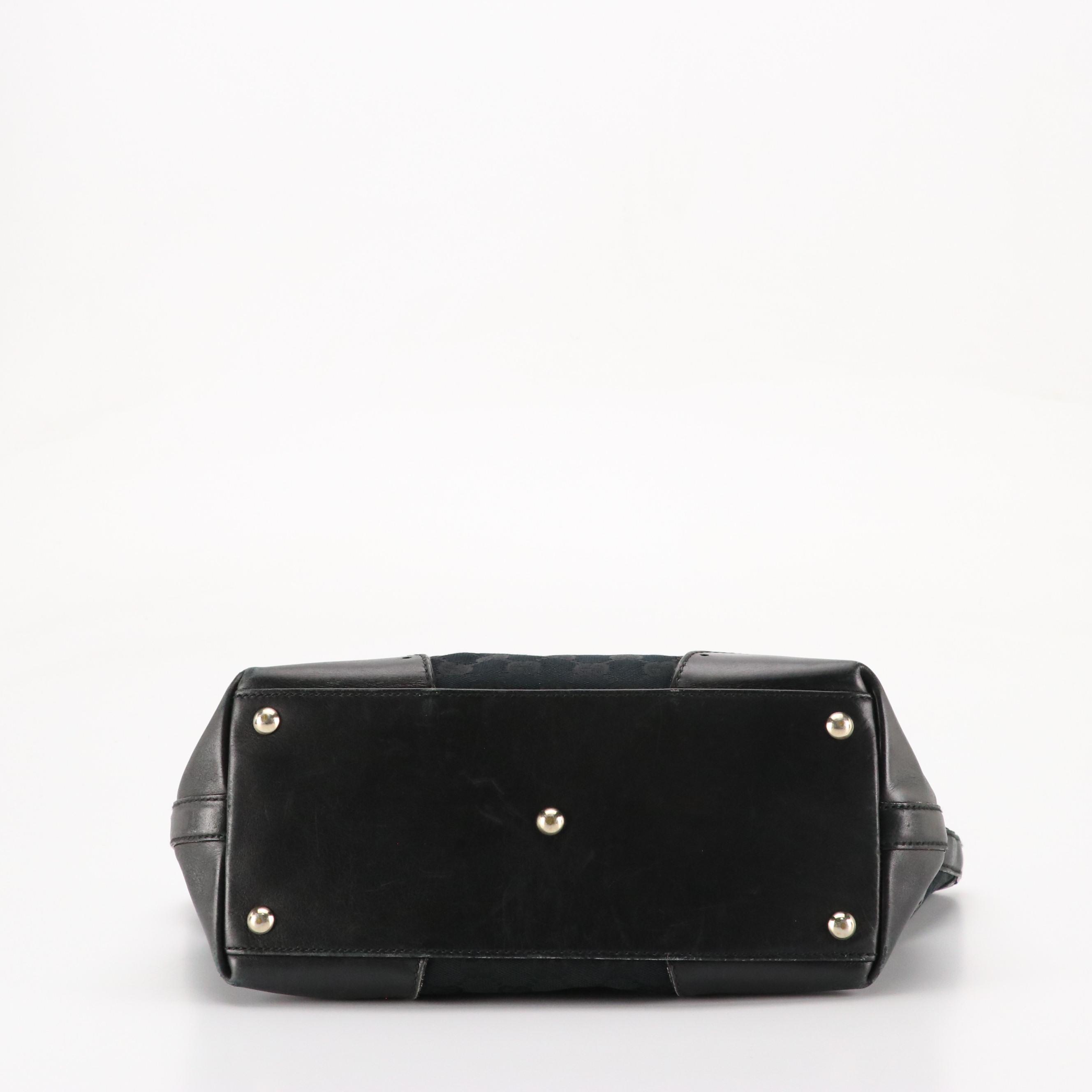 Gucci Punch Tote in Black GG Canvas and Leather Trim