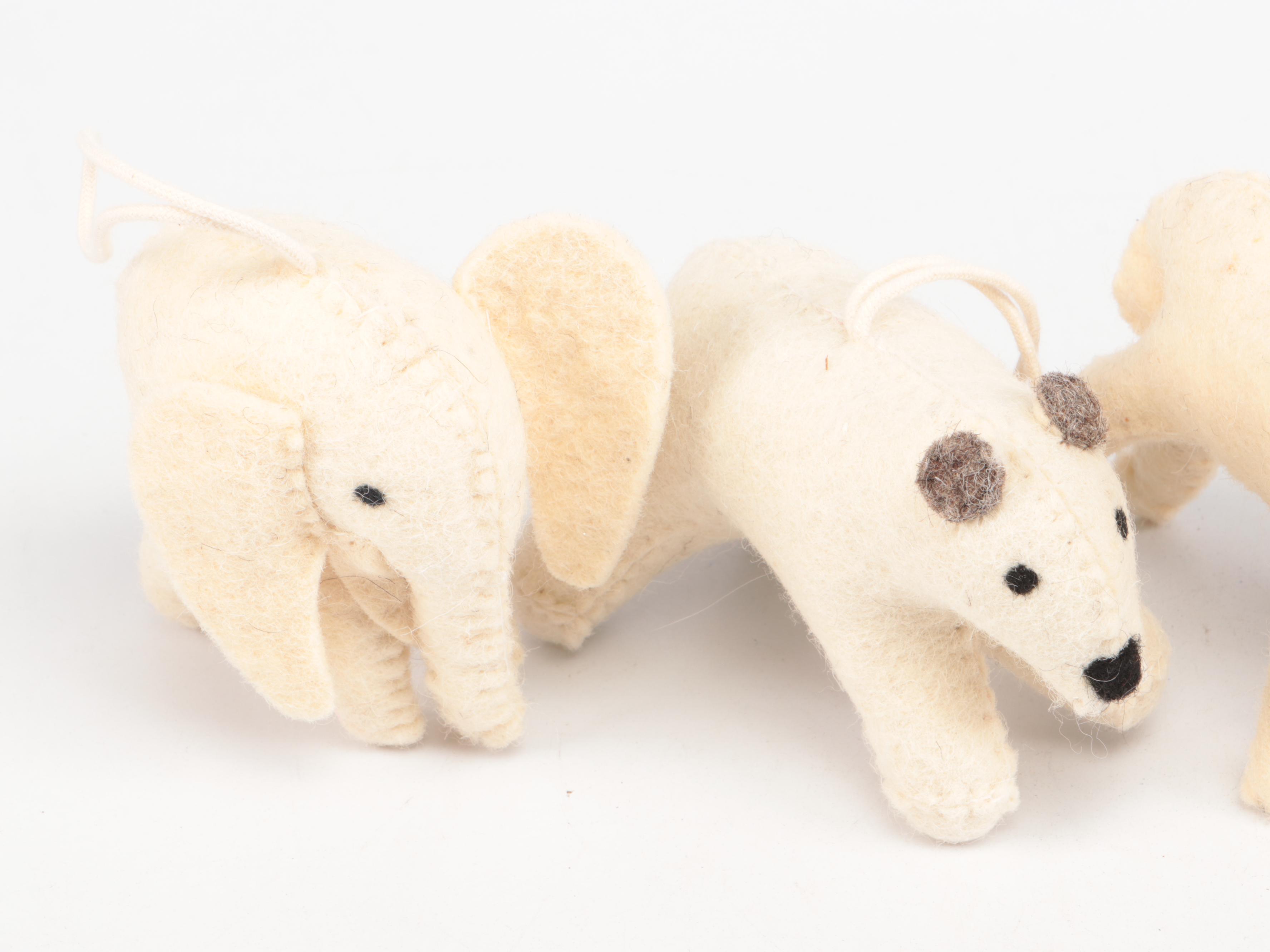 Lefton Nativity Set with Restoration Hardware Felt Animal Ornaments and Hooks