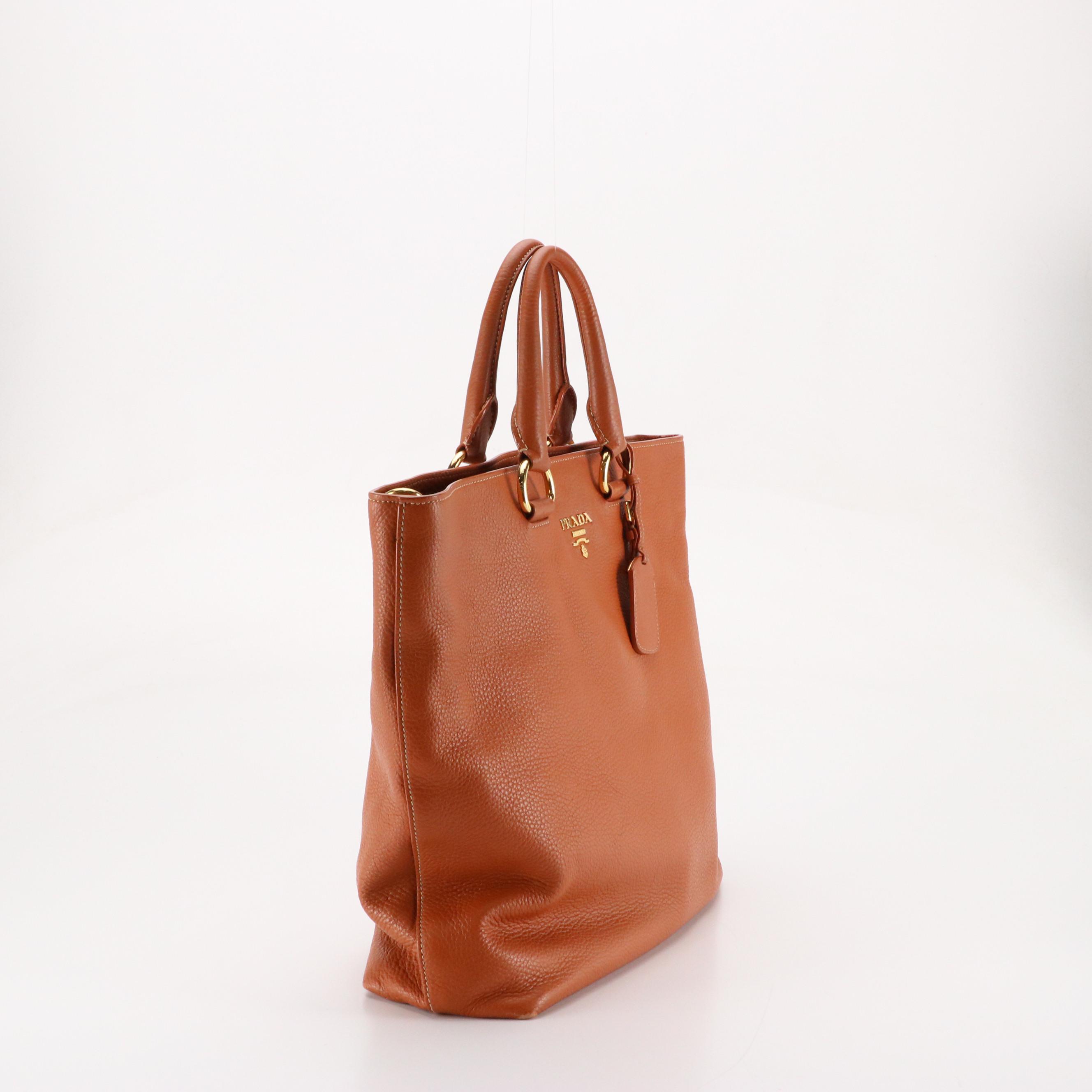 Prada Two-Way Bag in Burnt Orange Vitello Daino Leather
